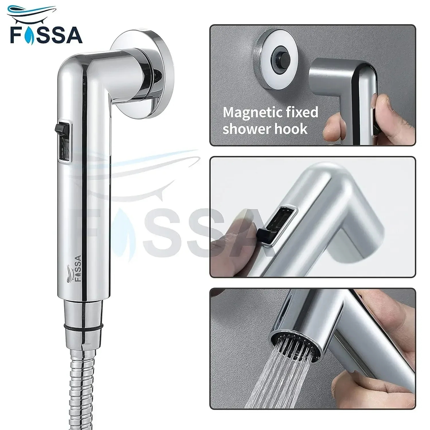 Magnetic Silver ABS Health Faucet with 1 Meter 304-Grade SS Hose Pipe & Hook - Image 3