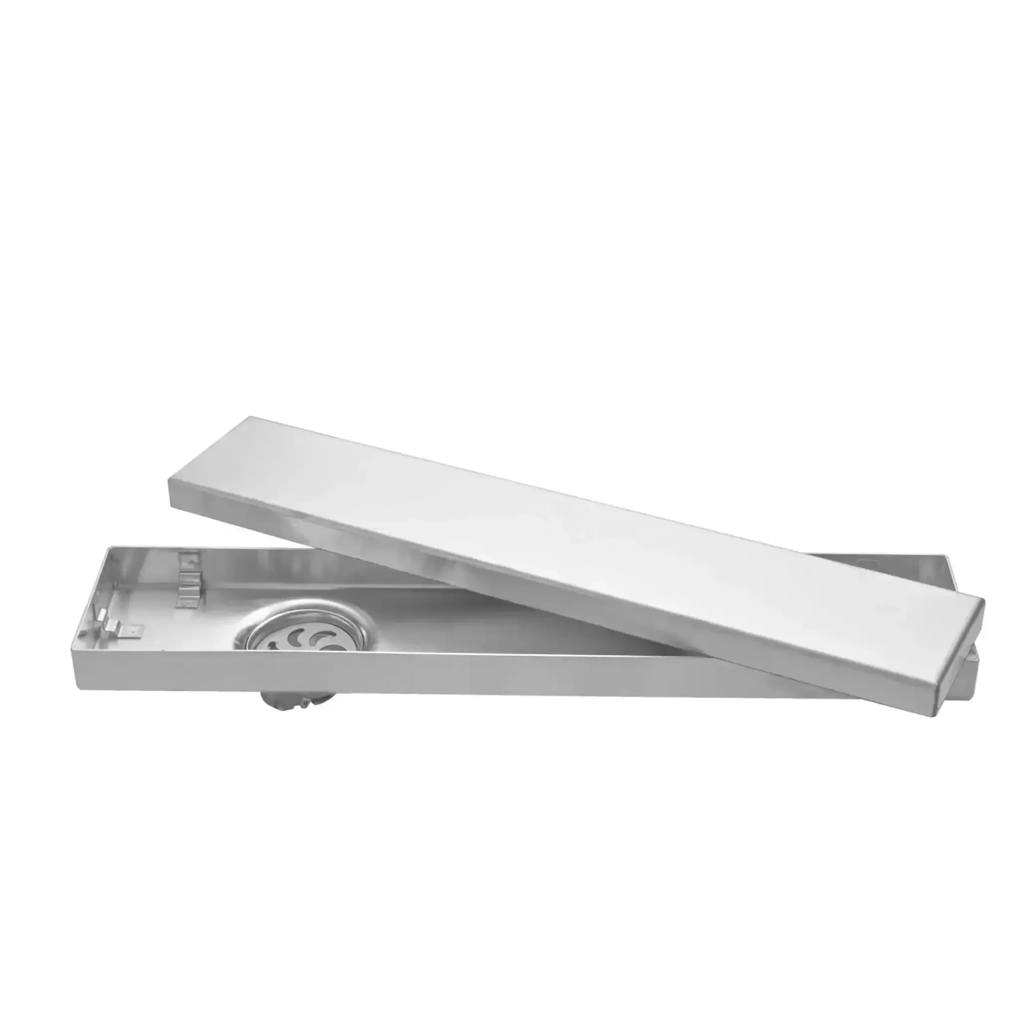 Fossa 18x4 Inch Rectangular Shower Drain Channel – Marble Tile Brushed Side Hole