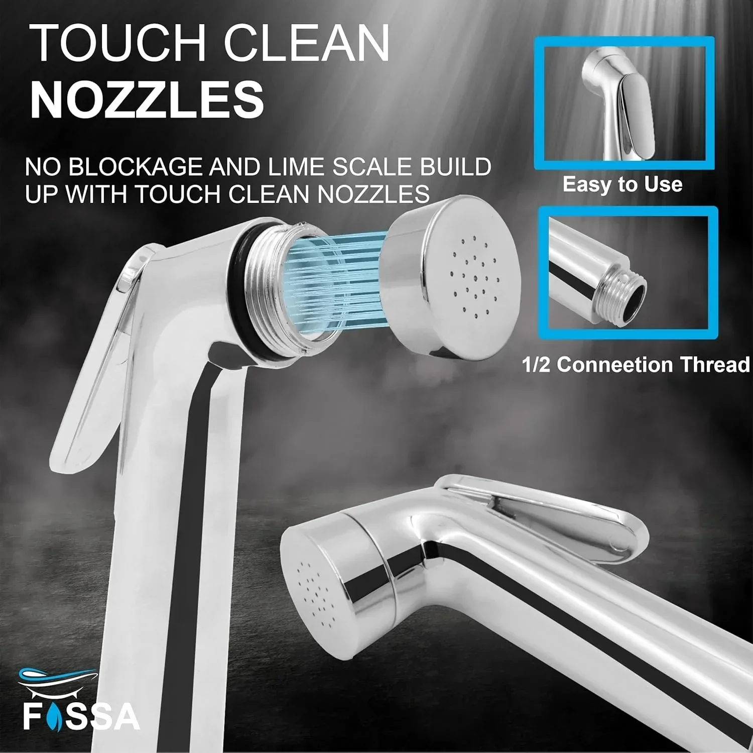 Nexus Health Faucet Toilet Hand Spray with 1 Meter Pipe & Wall Hook Silver (Leak-Proof Set) - Image 3