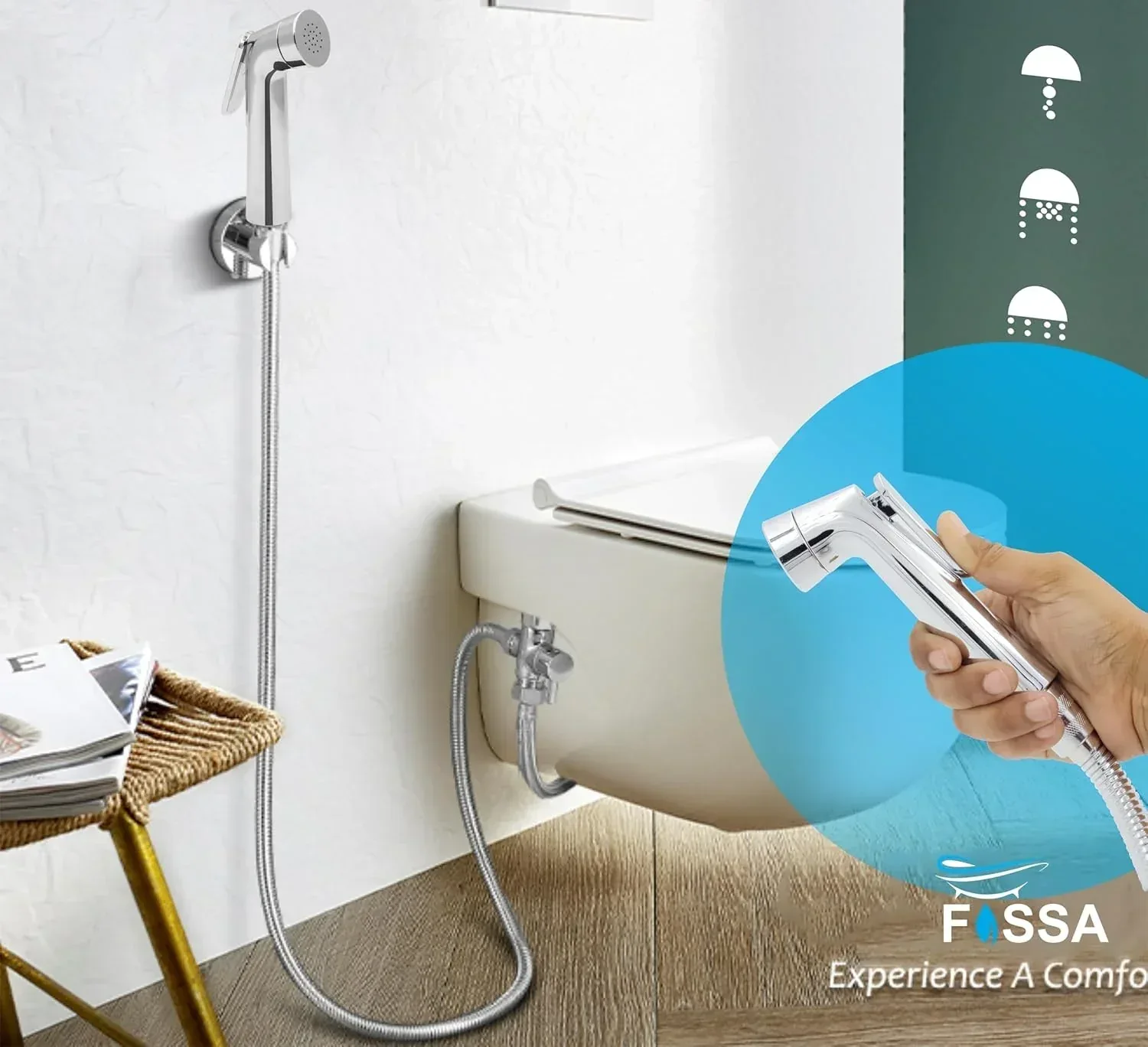Nexus Health Faucet Toilet Hand Spray with 1 Meter Pipe & Wall Hook Silver (Leak-Proof Set) - Image 5
