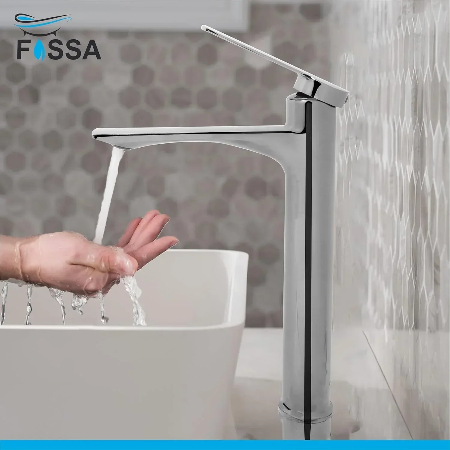 Olive Extended Body Brass Wash Basin Mixer Tap (Chrome) - Image 3