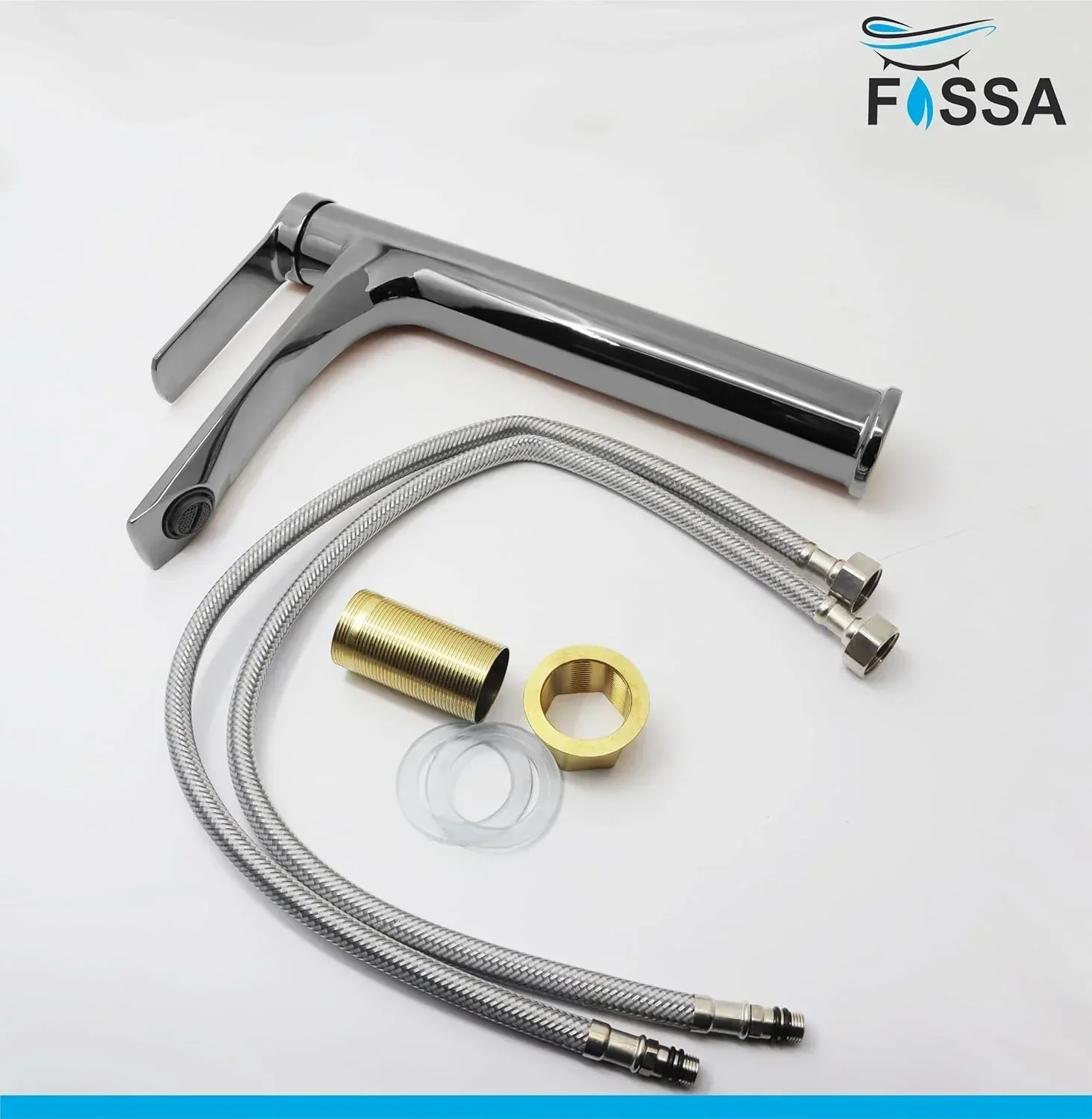 Olive Extended Body Brass Wash Basin Mixer Tap (Chrome) - Image 5