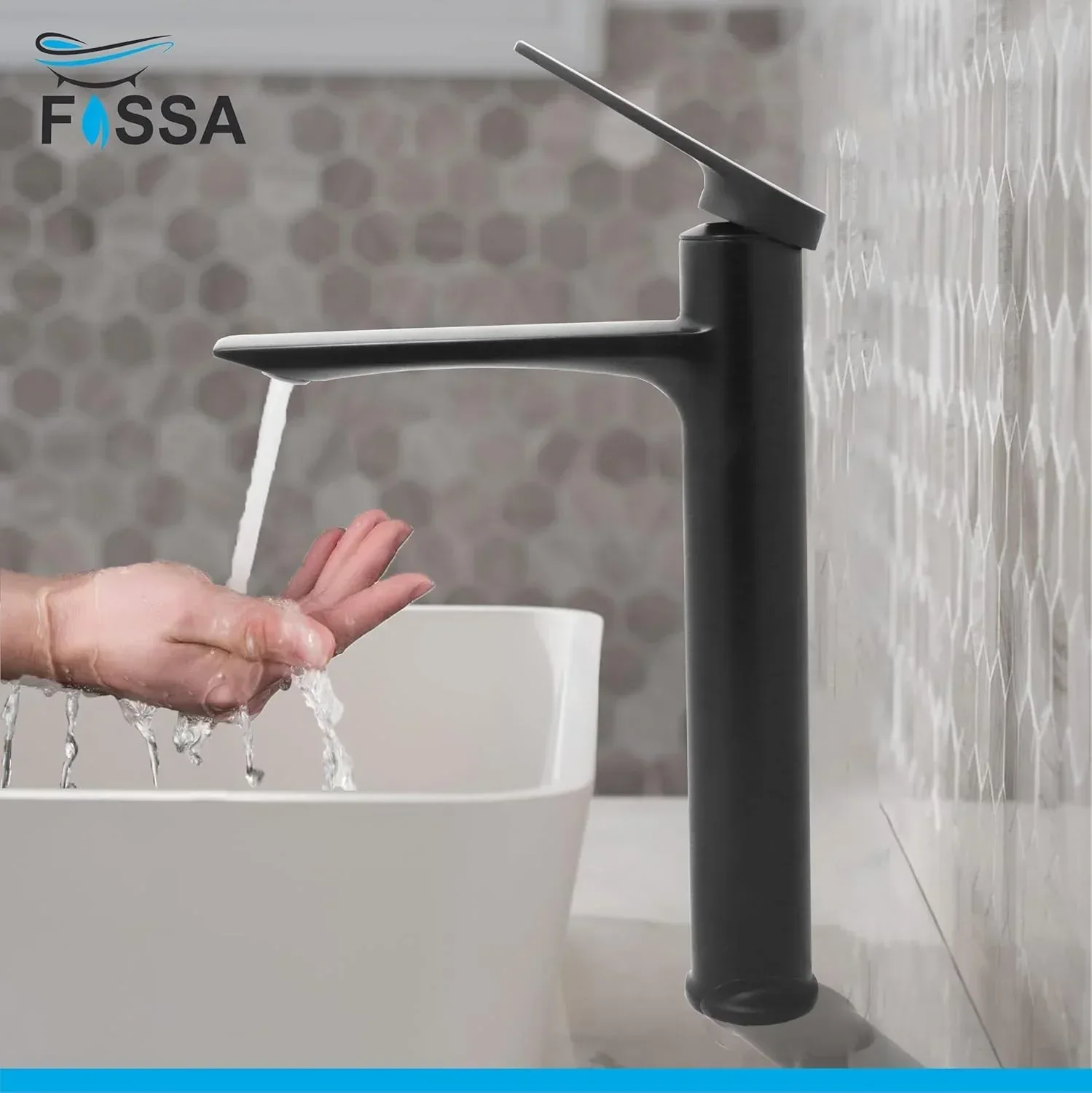Opera Extended Body Brass Wash Basin Mixer Tap (Black) - Image 4