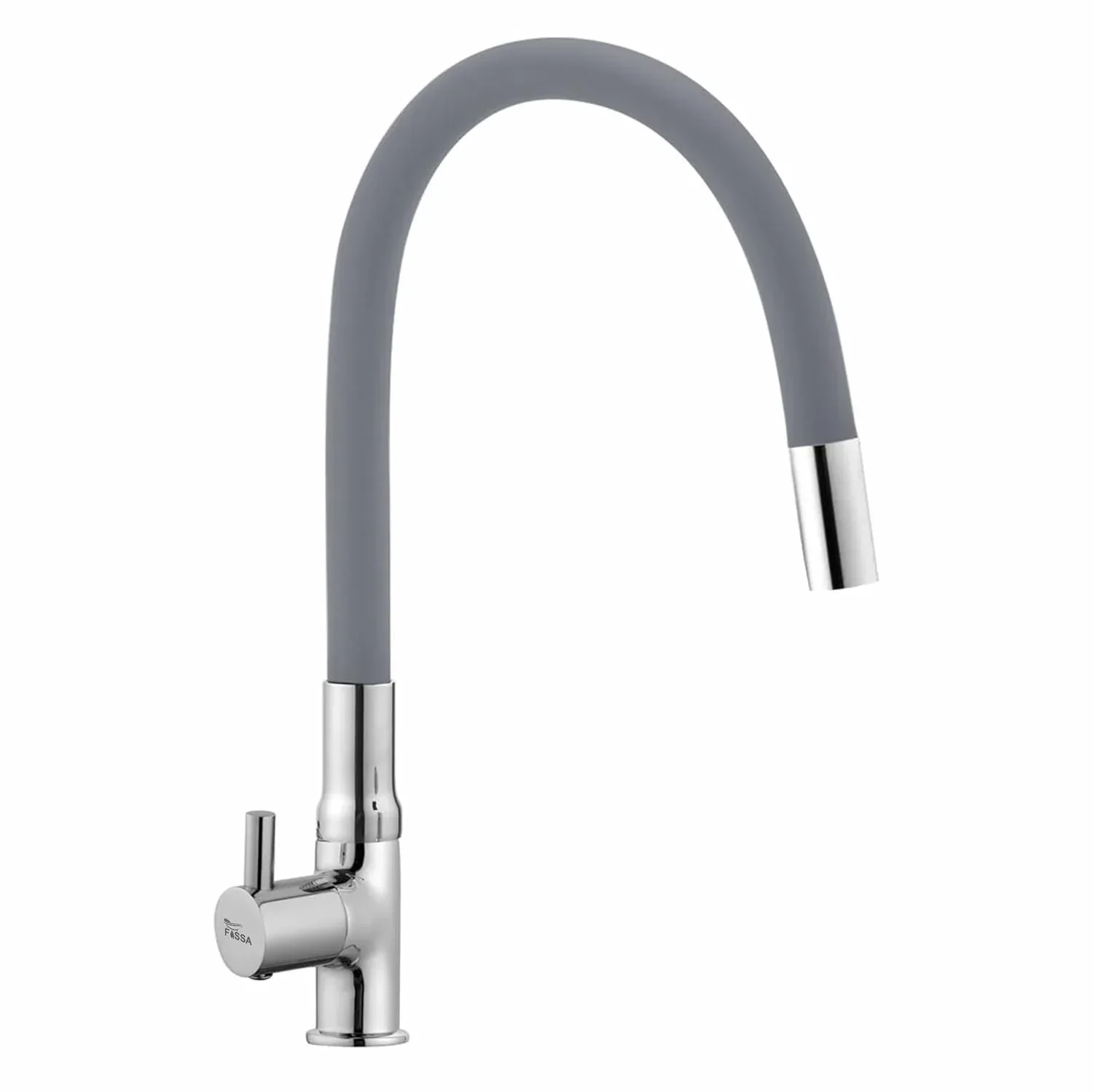 20-Inch Swan Neck Kitchen Faucet with 360° Rotatable Flexible Spout, Chrome Finish (Grey Silicone)