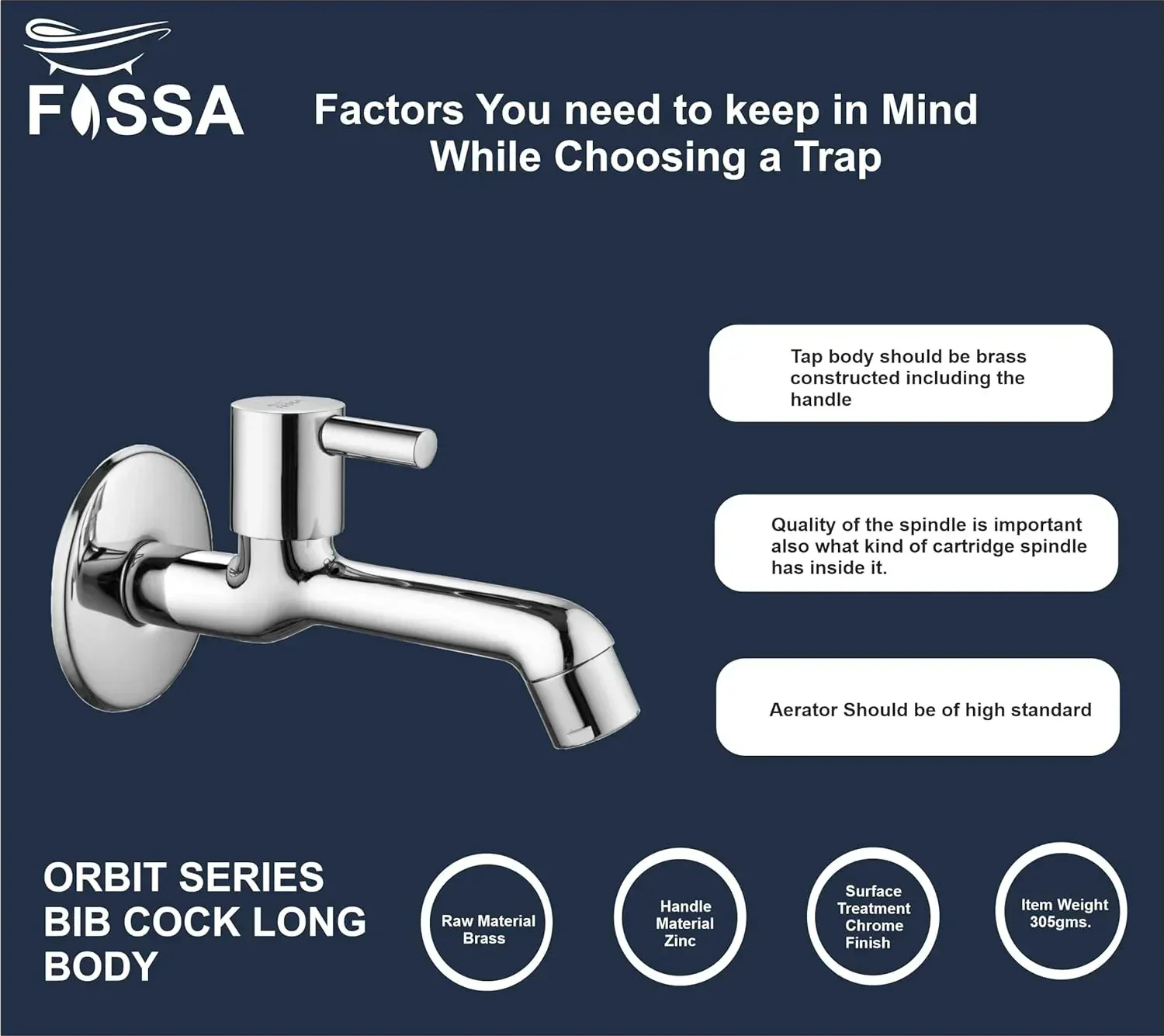 Orbit Brass Faucet Bib Cock Tap (Long Body) - Image 4