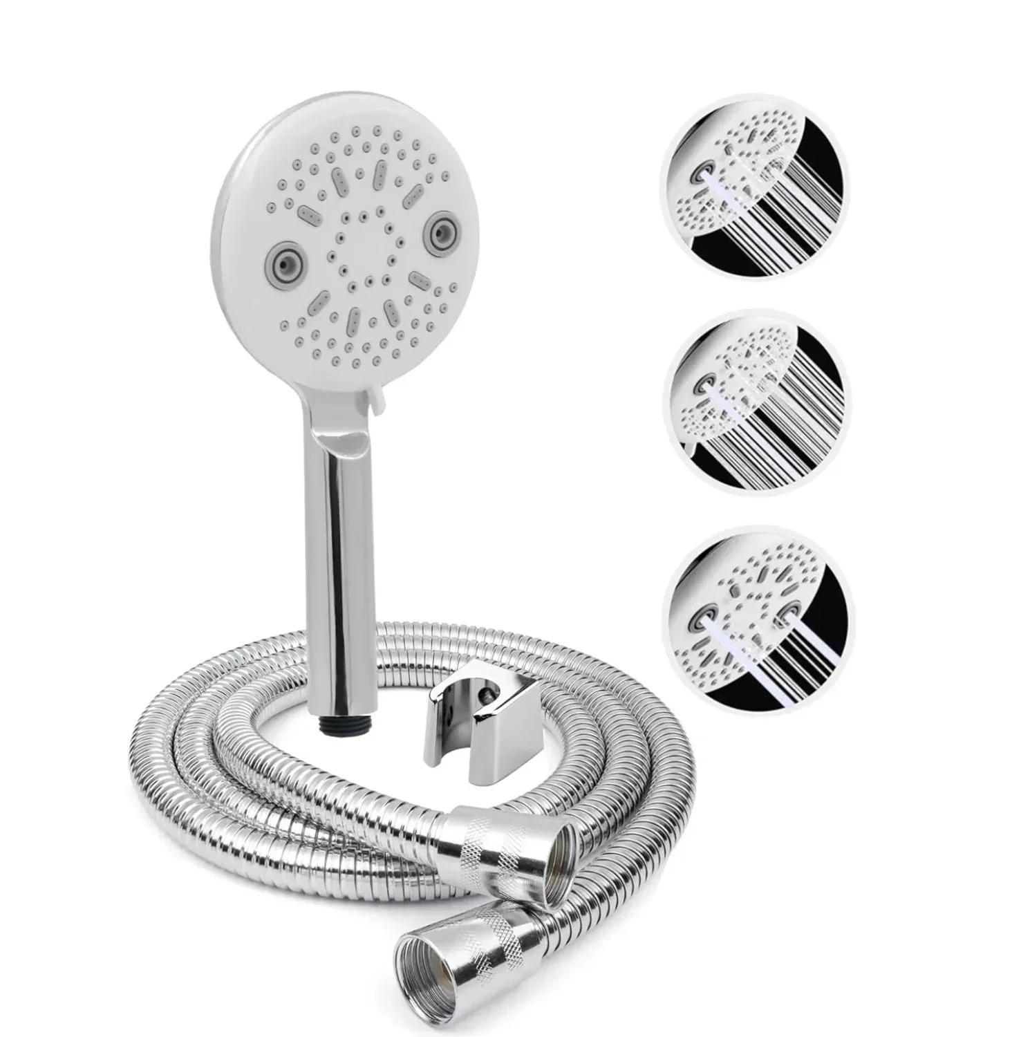 Panda 3 Sprey Modes Chrome Finish Hand Shower With 1.5 Meter Hose Pipe & Hook