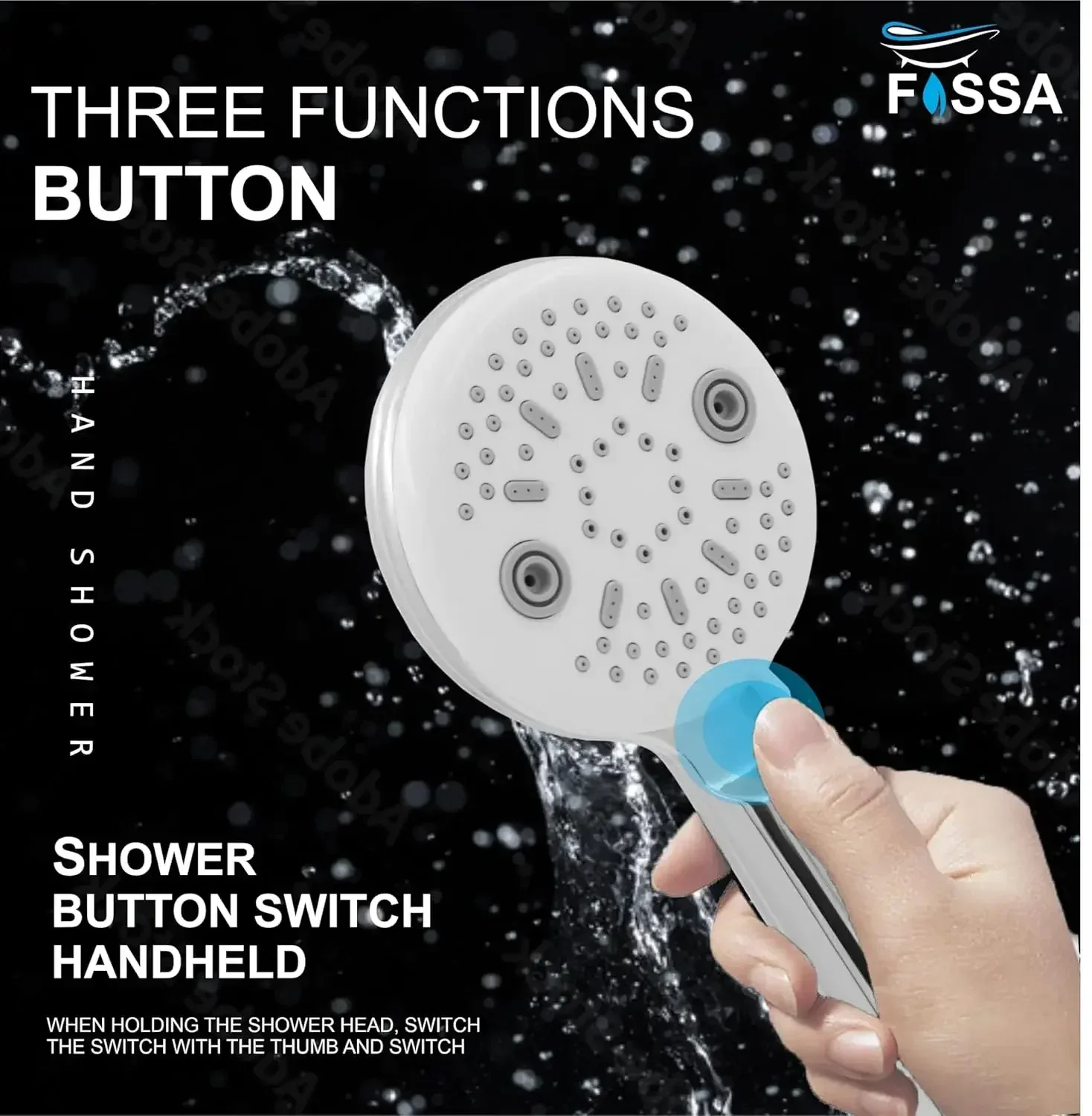 Panda 3 Sprey Modes Chrome Finish Hand Shower With 1.5 Meter Hose Pipe & Hook - Image 2