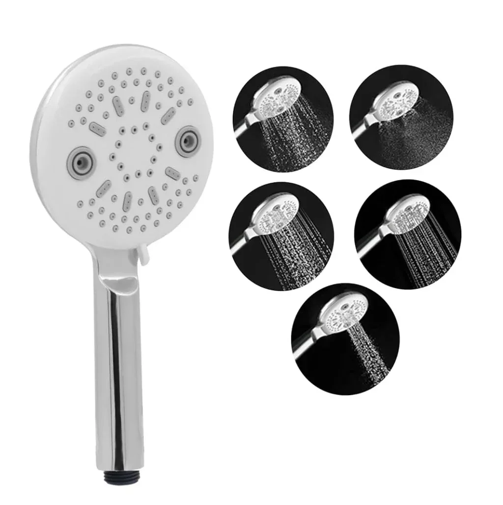 panda Luxury Handheld Shower Head with 5 Spray Modes Multi-Function Chrome Finish