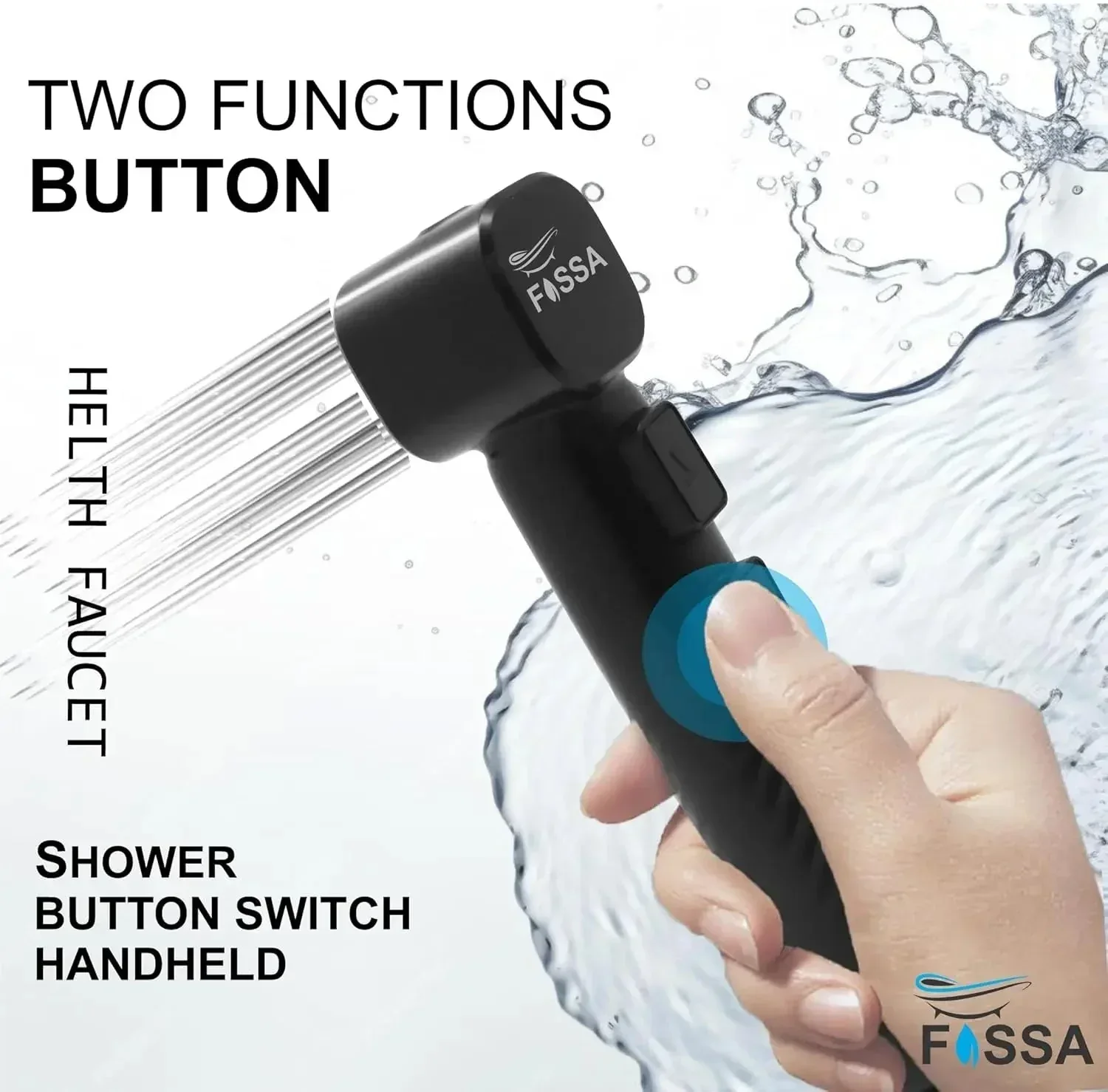 Pearl Black ABS Health Faucet with 1 Meter 304-Grade SS Hose Pipe & Hook - Image 2
