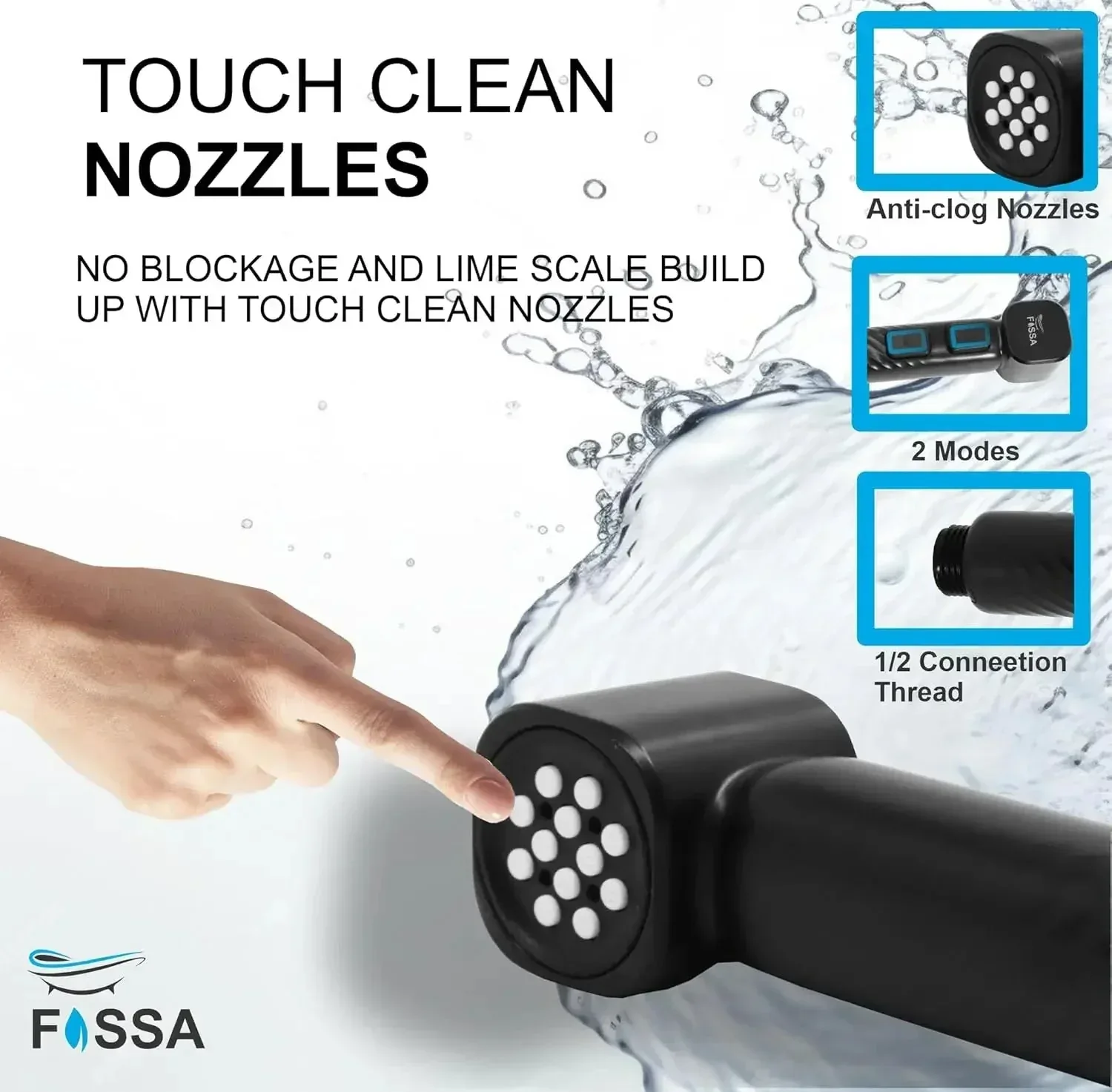 Pearl Black ABS Health Faucet with 1 Meter 304-Grade SS Hose Pipe & Hook - Image 3