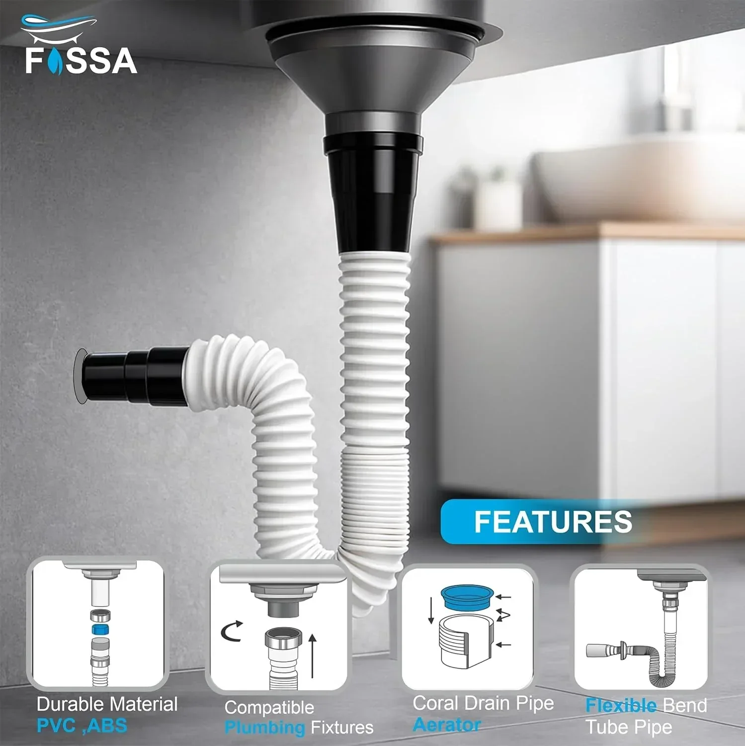 PP White Flexible Waste Pipe - Image 4