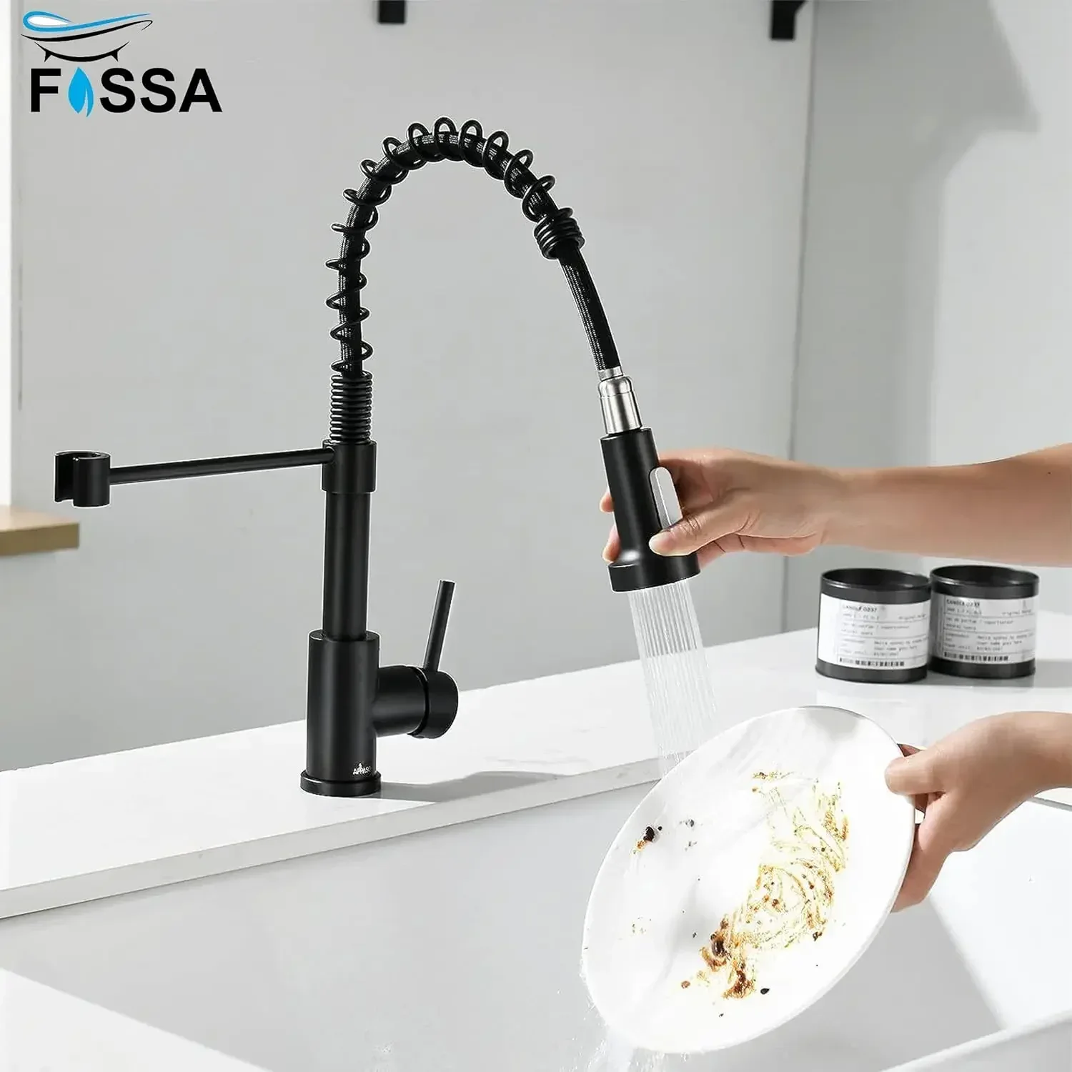 Single-Flow Pull-Down SS 360° Hot & Cold Brushed Nikal Kitchen Mixer Faucet Black - Image 4
