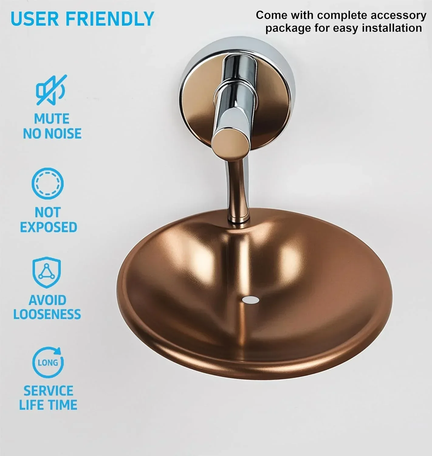 Round Stainless Steel Wall Mounted  Soap Dish – silver + Rose Gold - Image 5