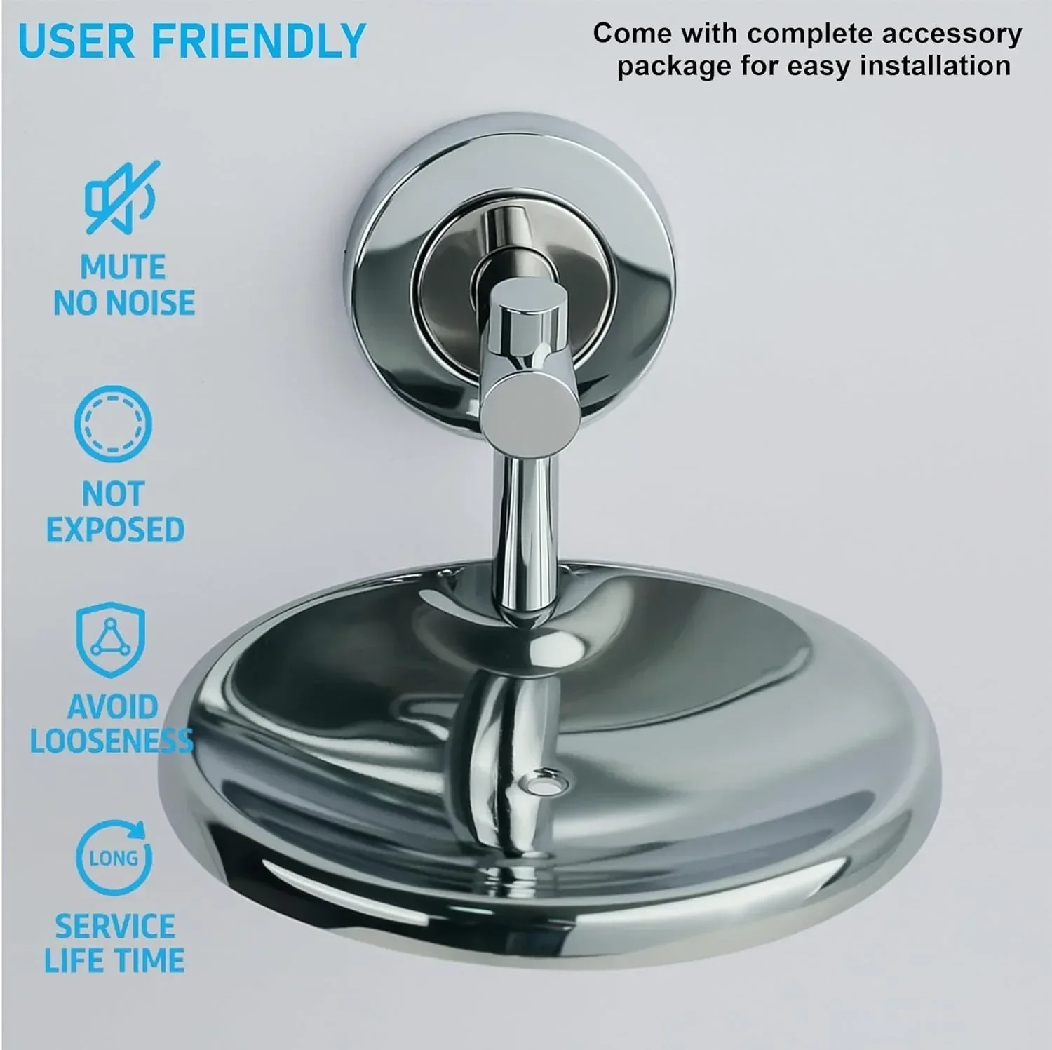Round Stainless Steel Wall Mounted Soap Dish –Silver - Image 2