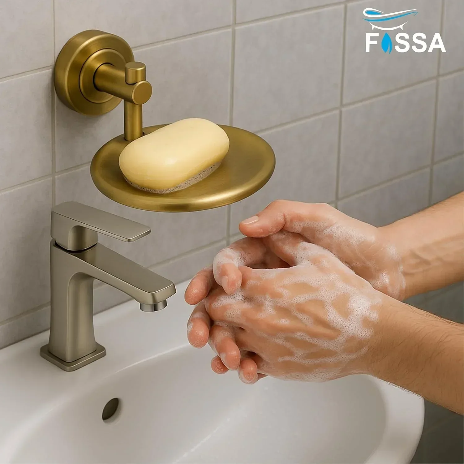 Round Stainless Steel Wall Mounted Soap Dish Gold - Image 2