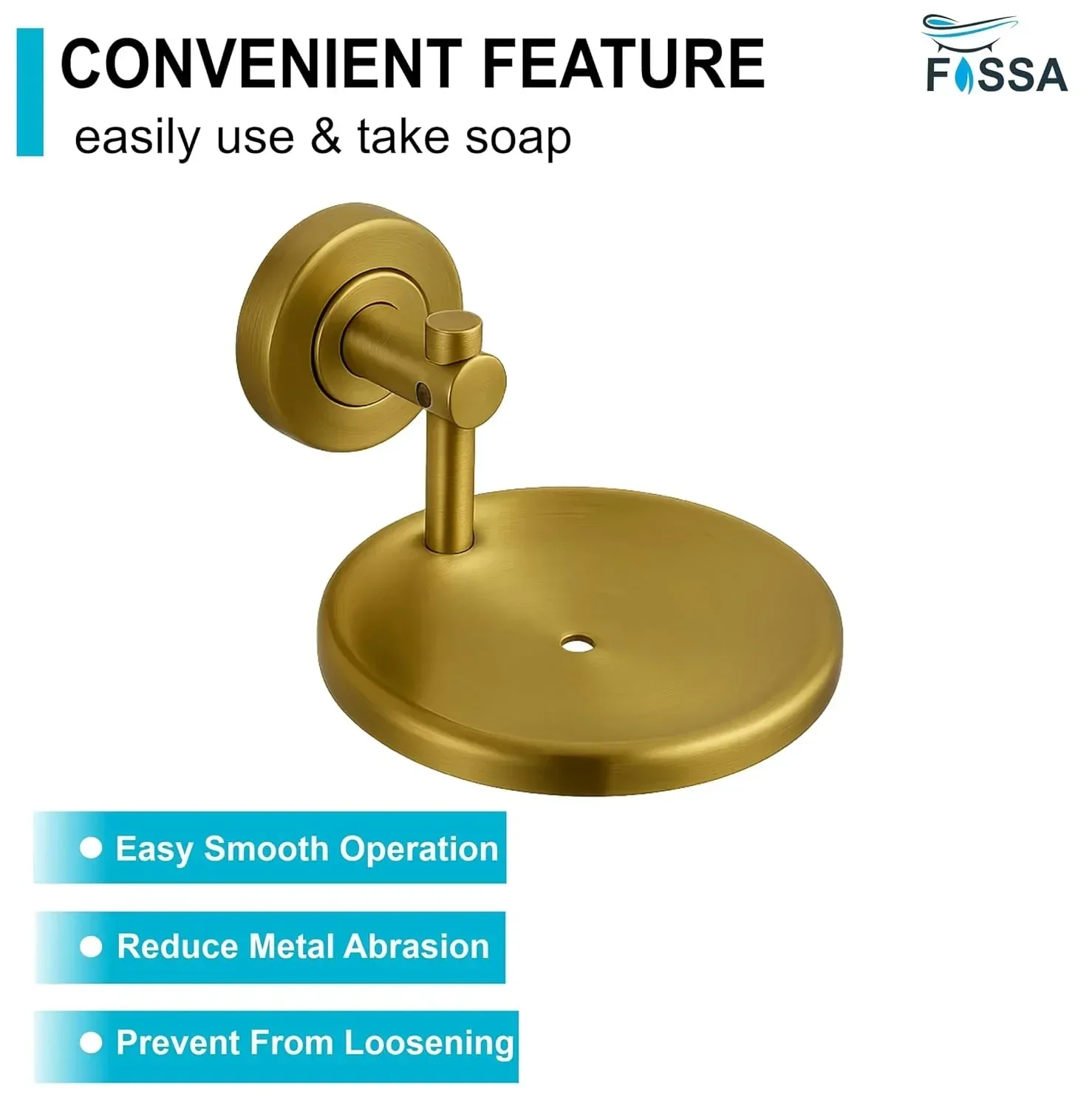 Round Stainless Steel Wall Mounted Soap Dish Gold - Image 3
