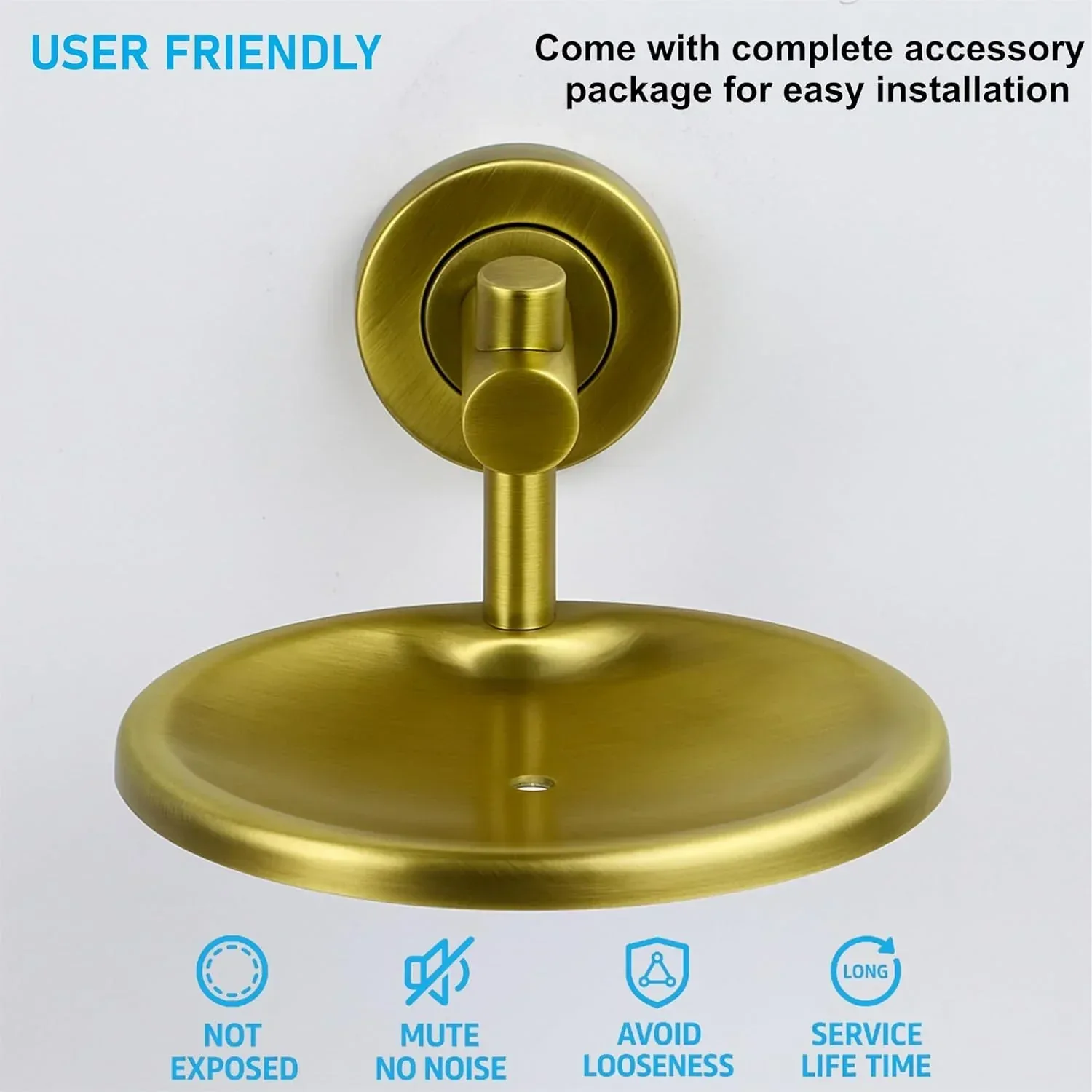 Round Stainless Steel Wall Mounted Soap Dish Gold - Image 5