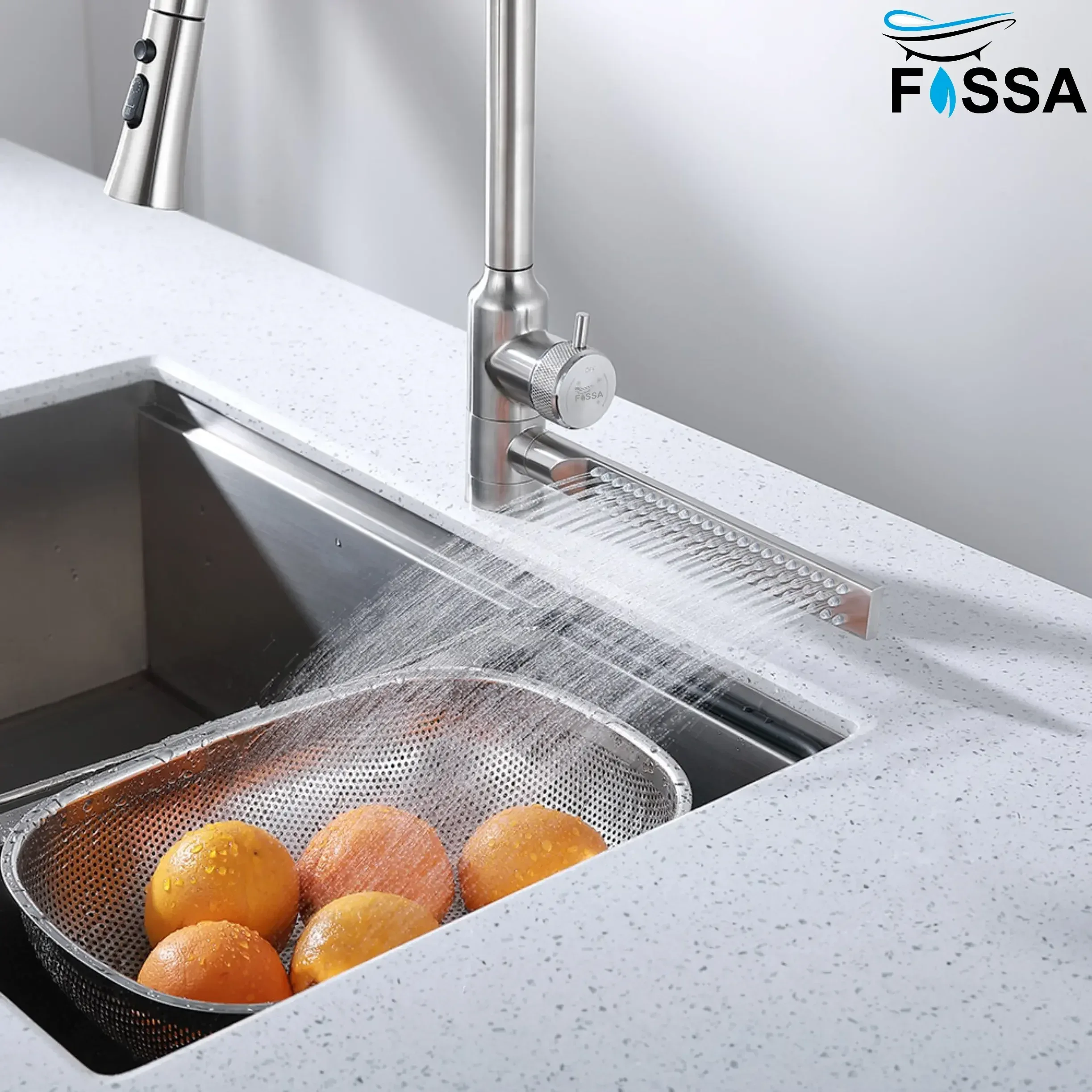 Waterfall Four-Flow 360° Hot & Cold Stainless Steel Kitchen Mixer Faucet Silver - Image 3
