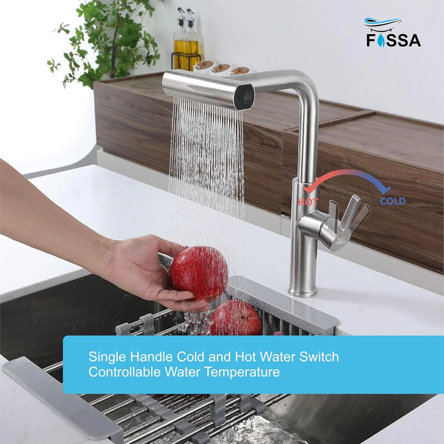 Rainfall Pull Out Triple-Flow 360° Hot & Cold Stainless Steel Kitchen Mixer Faucet Silver - Image 5