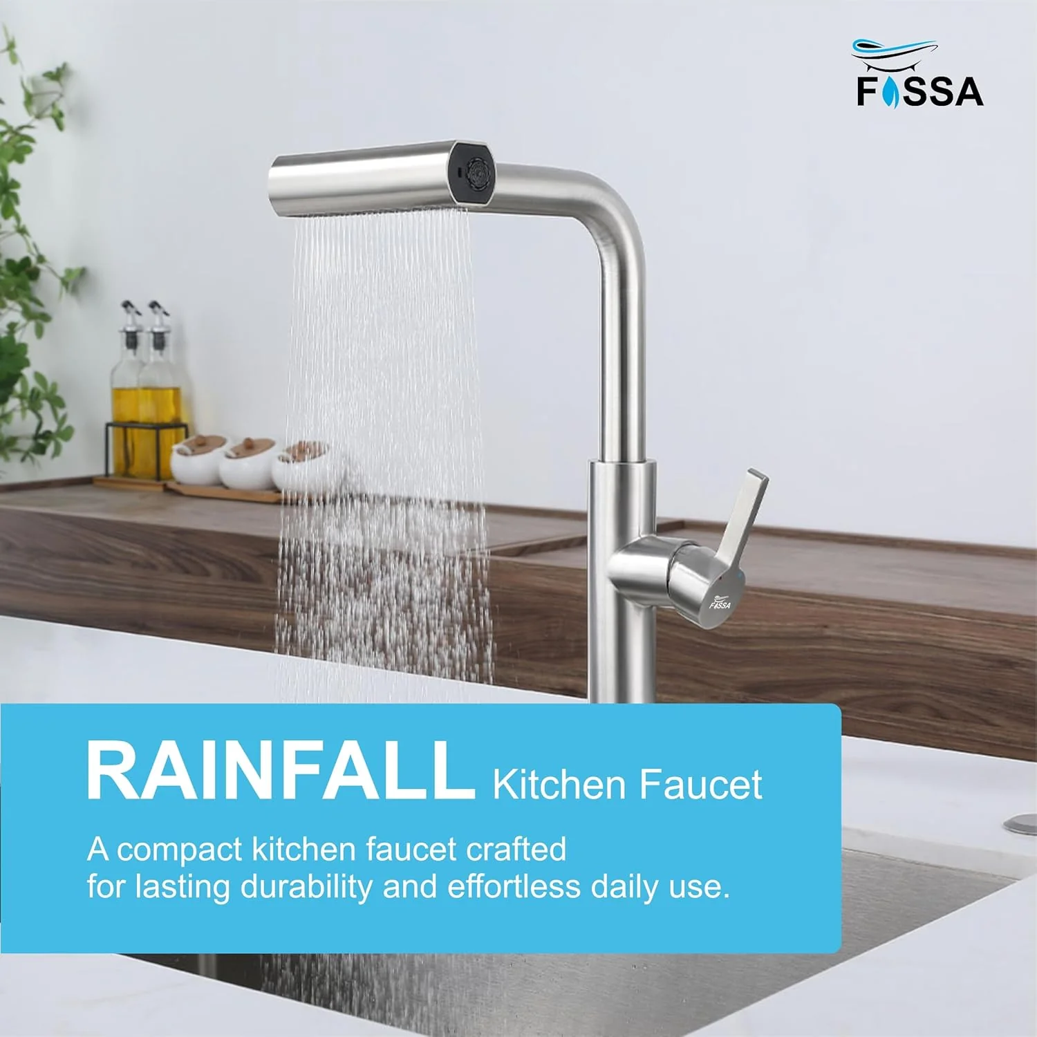 Rainfall Pull Out Triple-Flow 360° Hot & Cold Stainless Steel Kitchen Mixer Faucet Silver - Image 6