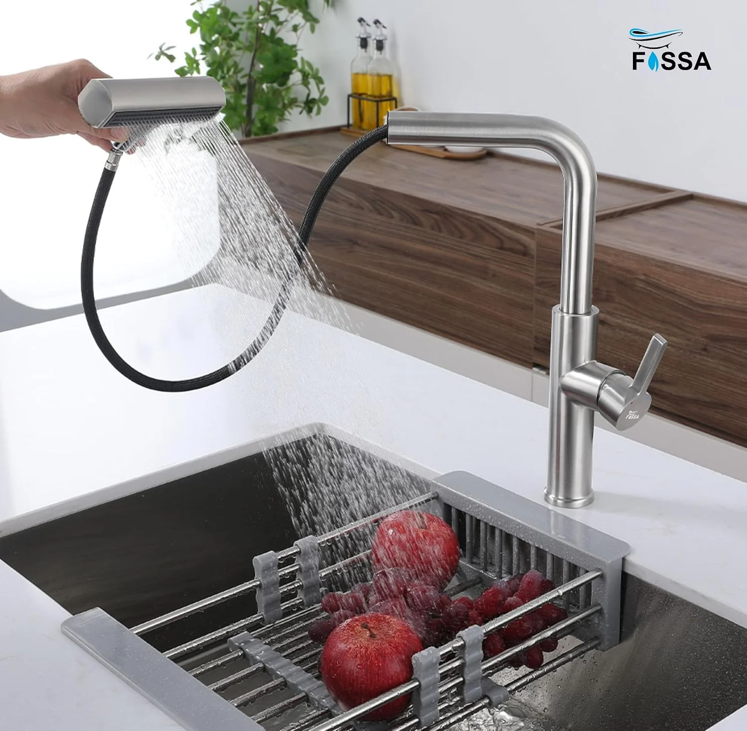 Rainfall Pull Out Triple-Flow 360° Hot & Cold Stainless Steel Kitchen Mixer Faucet Silver - Image 7