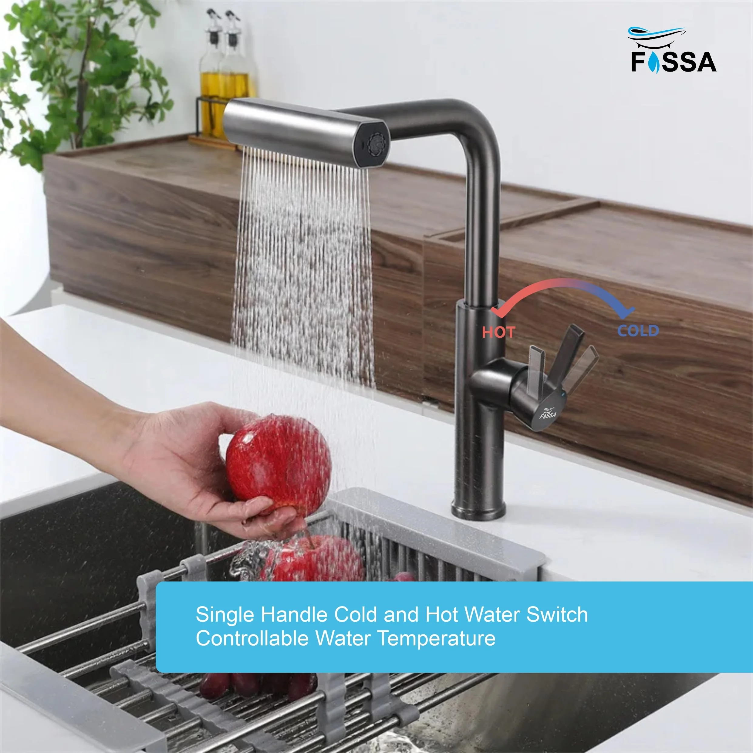 Rainfall Pull Out Triple-Flow 360° Hot & Cold Stainless Steel Kitchen Mixer Faucet Black - Image 3