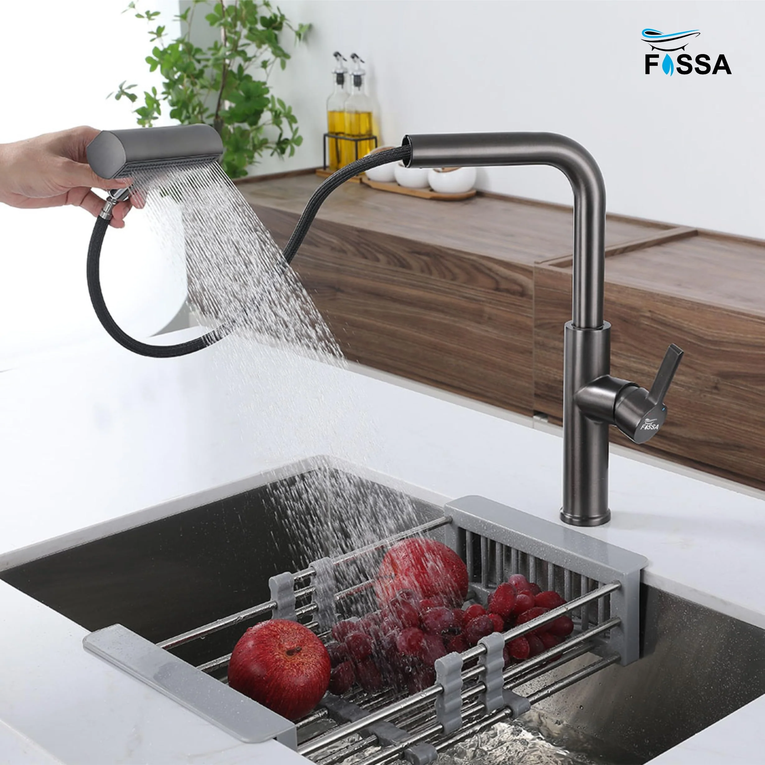 Rainfall Pull Out Triple-Flow 360° Hot & Cold Stainless Steel Kitchen Mixer Faucet Black - Image 5