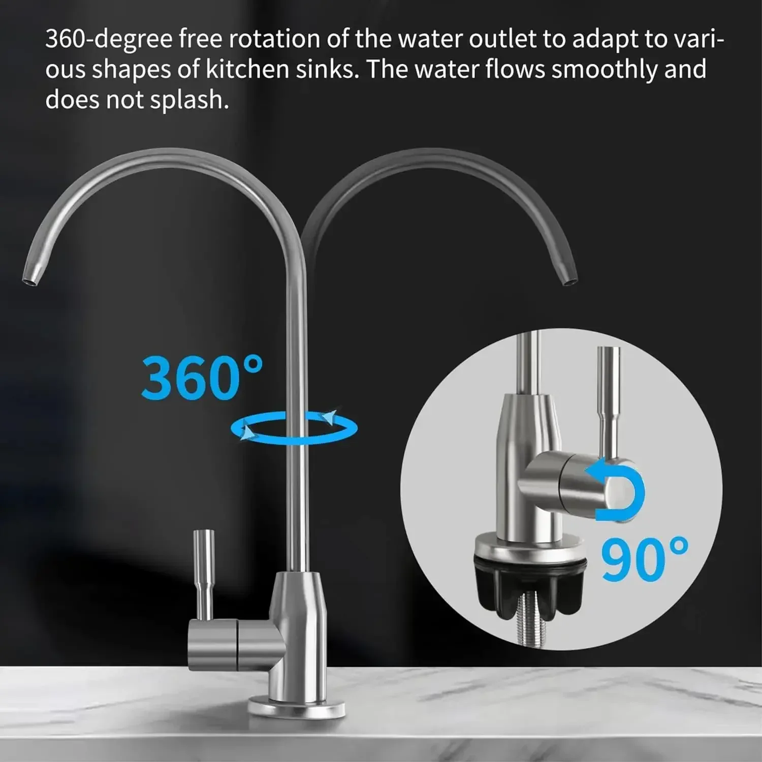 RO Tap/Faucet Premium Stainless Steel Chrome Finish - Image 4