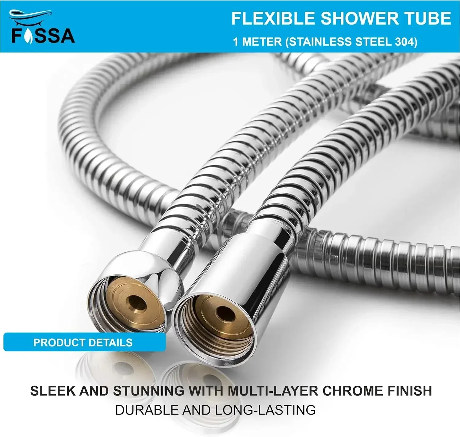 Stainless Steel Shower Hose Pipe - 1 Meter Silver - Image 2