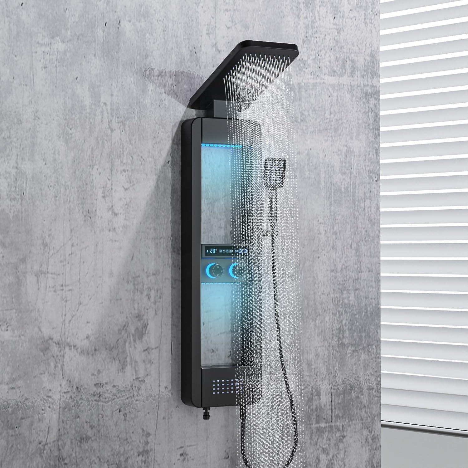 Colva Smart Rainfall Shower Panel Set (Black)