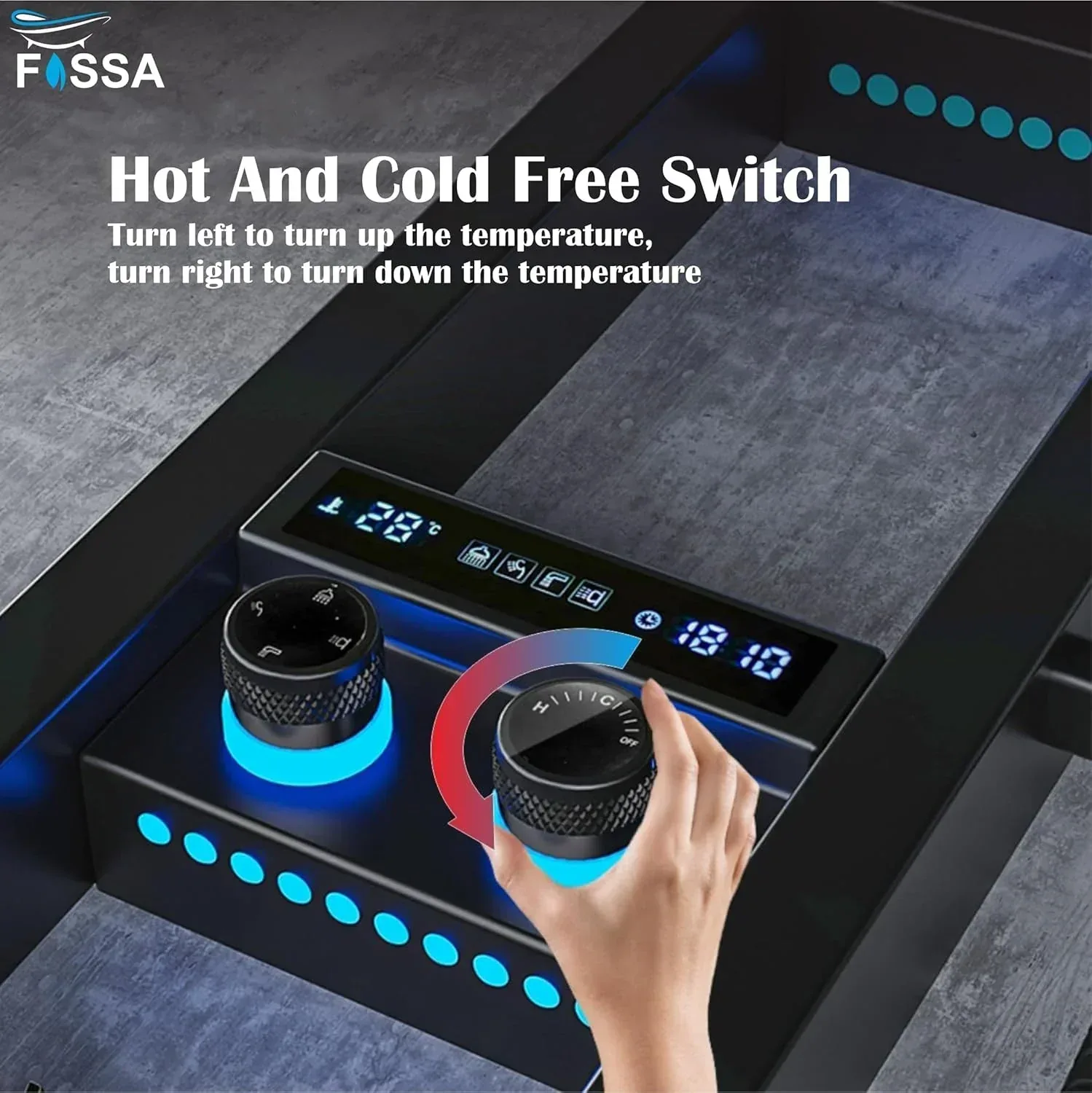 Colva Smart Rainfall Shower Panel Set (Black) - Image 6