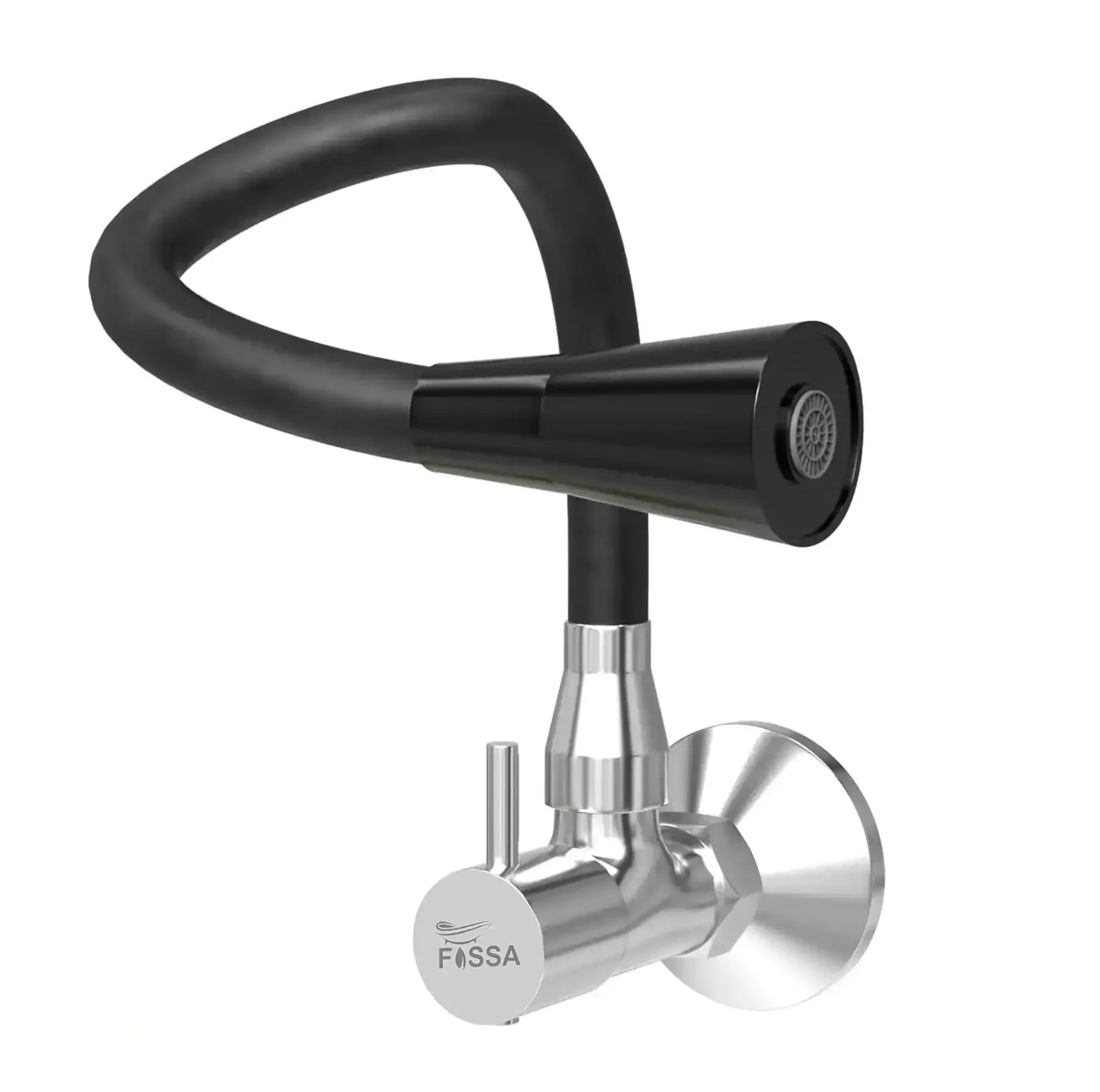 Brass Sink Cock Single-Flow Stainless Steel Flexible 360° Swivel Spout Kitchen Sink Tap Black