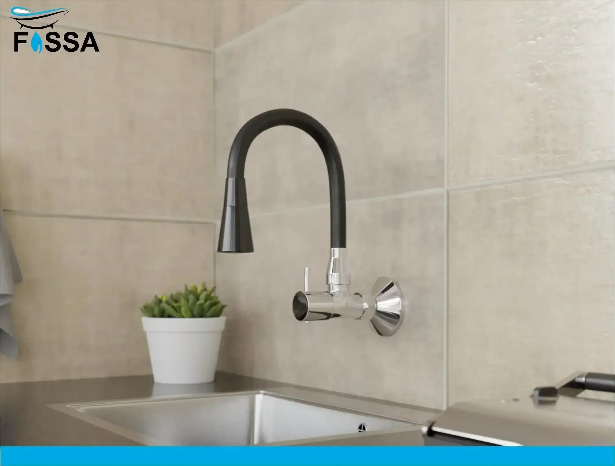 Brass Sink Cock Single-Flow Stainless Steel Flexible 360° Swivel Spout Kitchen Sink Tap Black - Image 2
