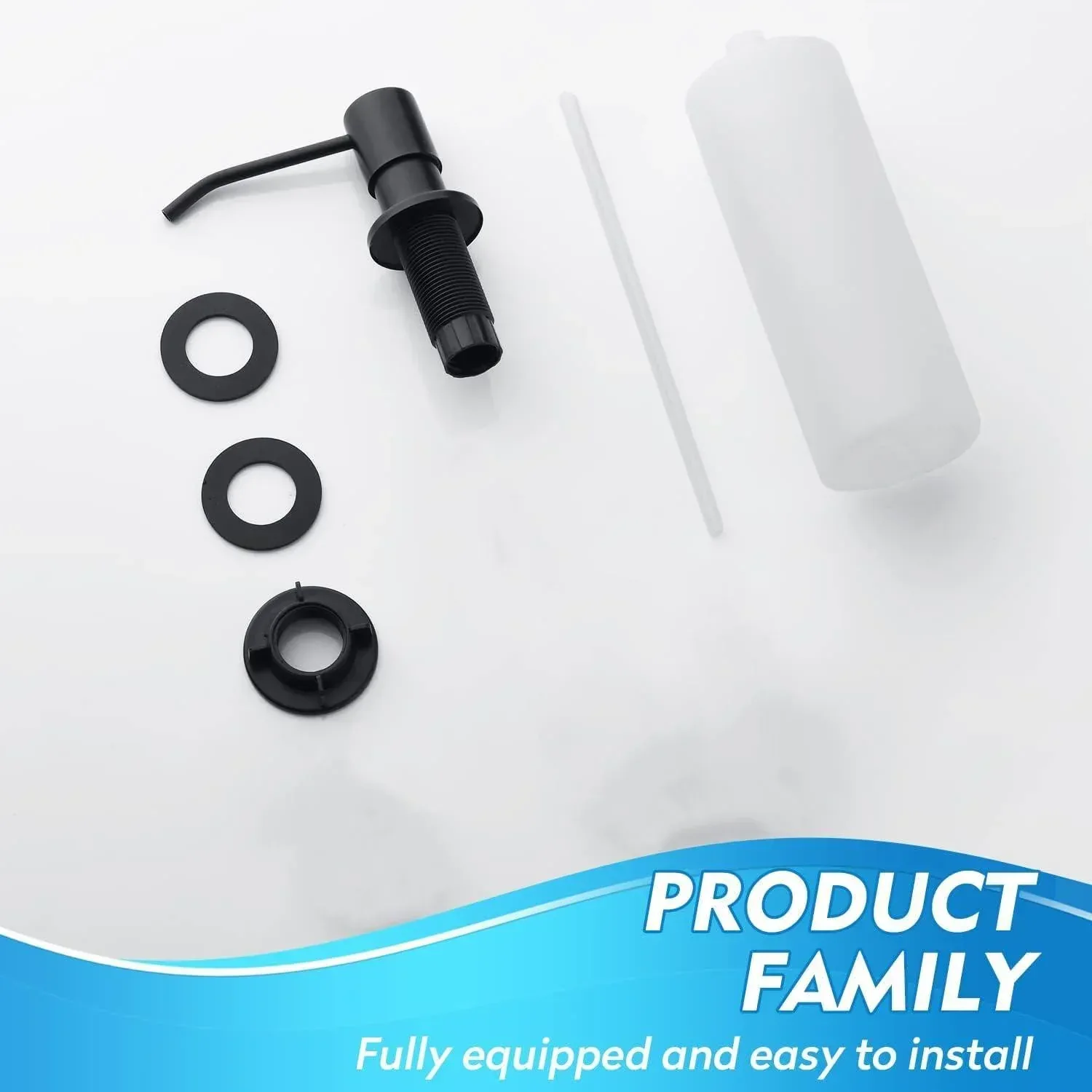 Soap Dispenser for Kitchen Sink Stainless Steel with Refillable Bottle 300ml Black - Image 7