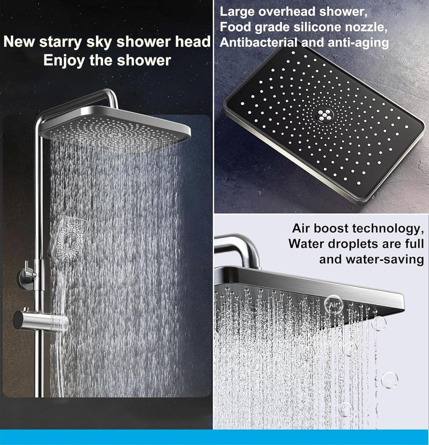 Smart Shower Panel LED With Piano Button Set (Black) - Image 3