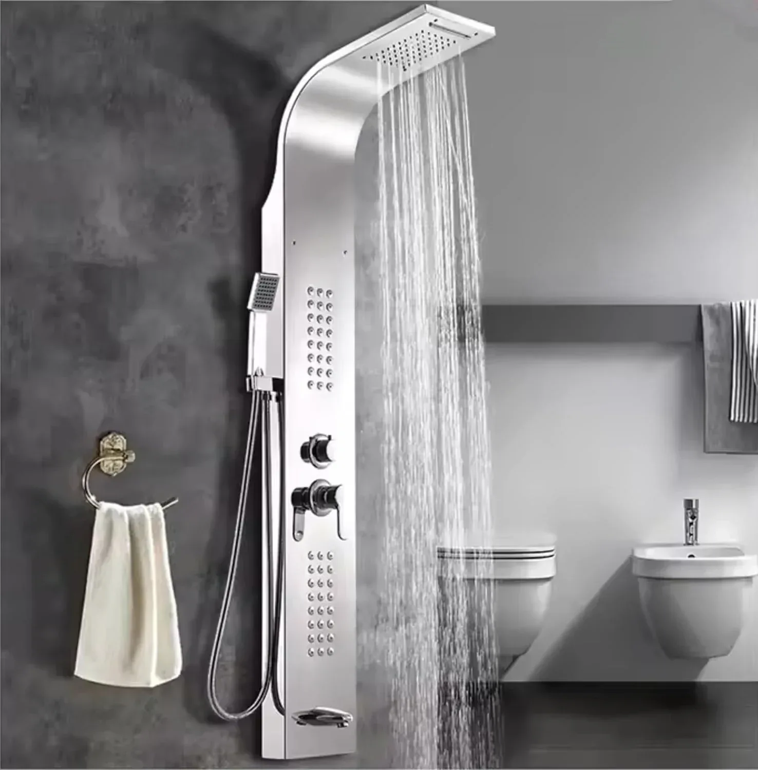 Smart Waterfall Shower Panel Set (Chrome)