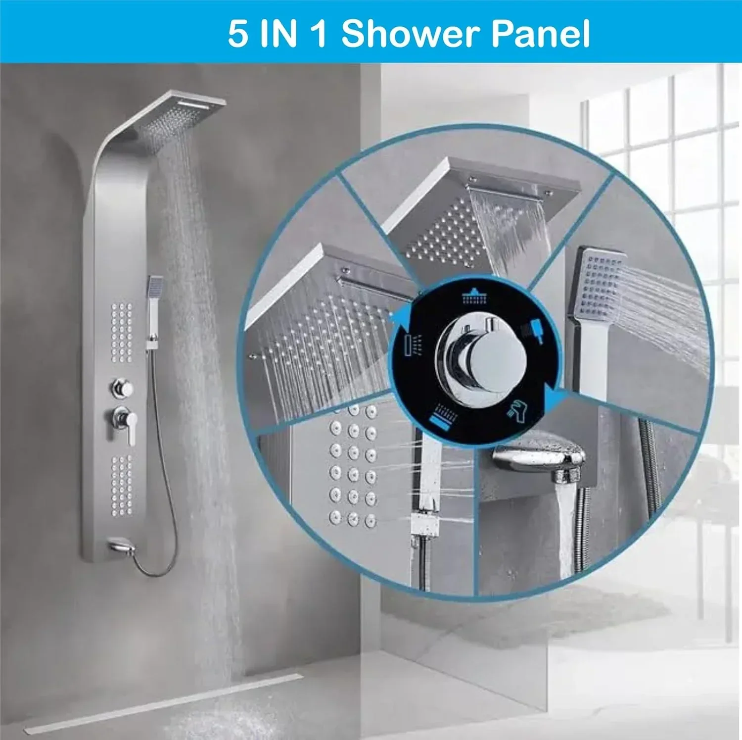 Smart Waterfall Shower Panel Set (Chrome) - Image 3