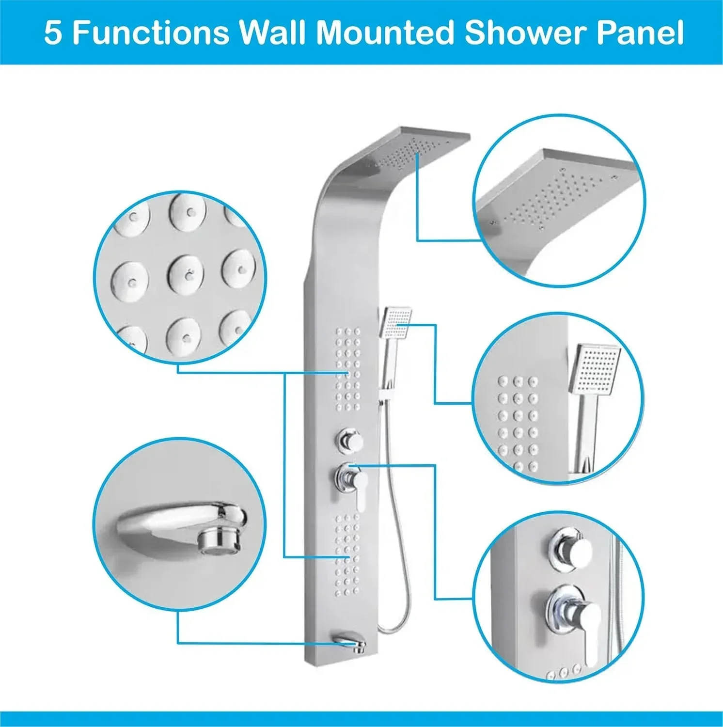 Smart Waterfall Shower Panel Set (Chrome) - Image 4
