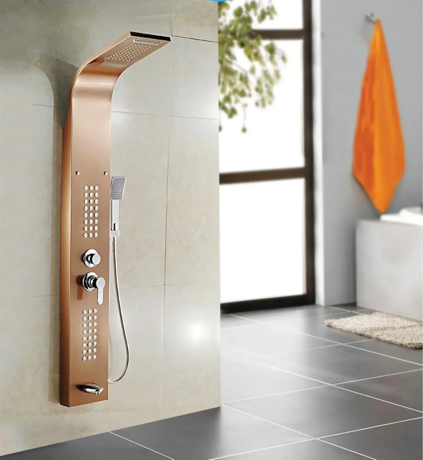 Smart Waterfall Shower Panel Set (Rose Gold)