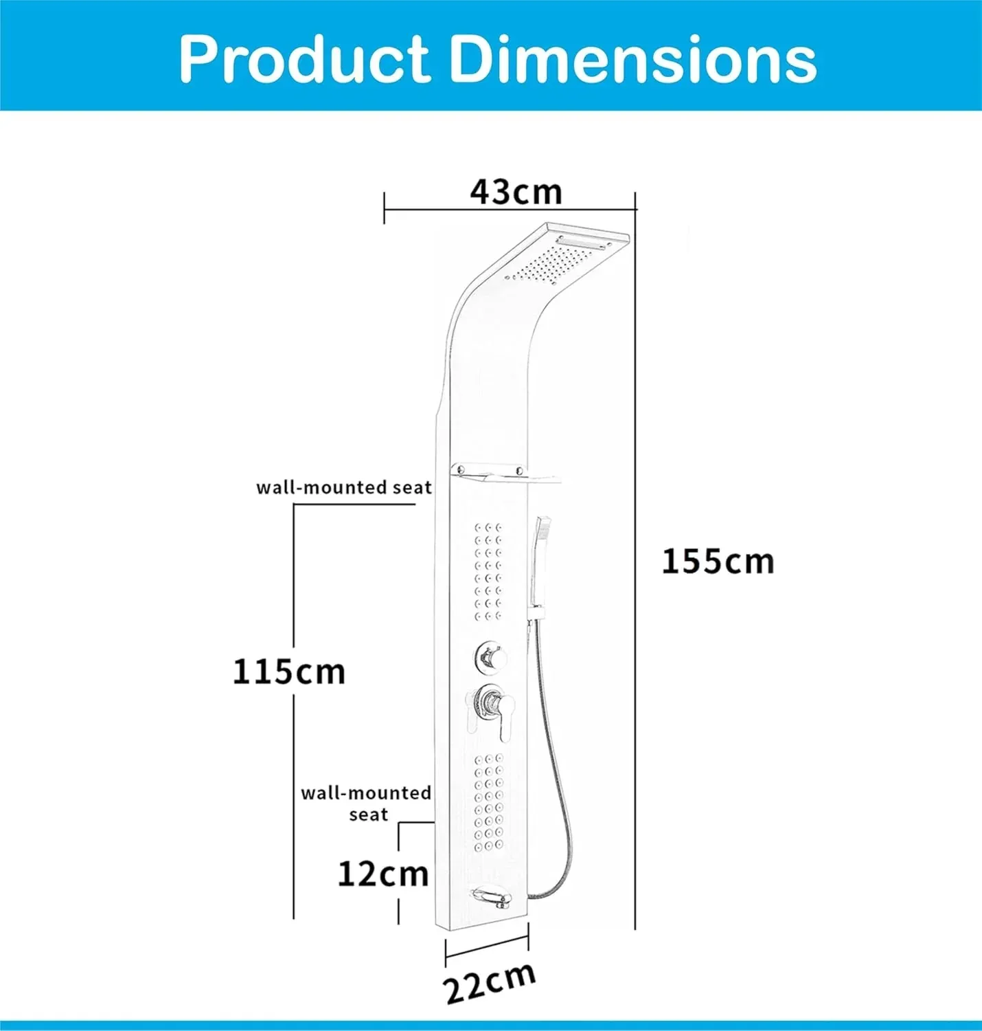 Smart Waterfall Shower Panel Set (Rose Gold) - Image 2