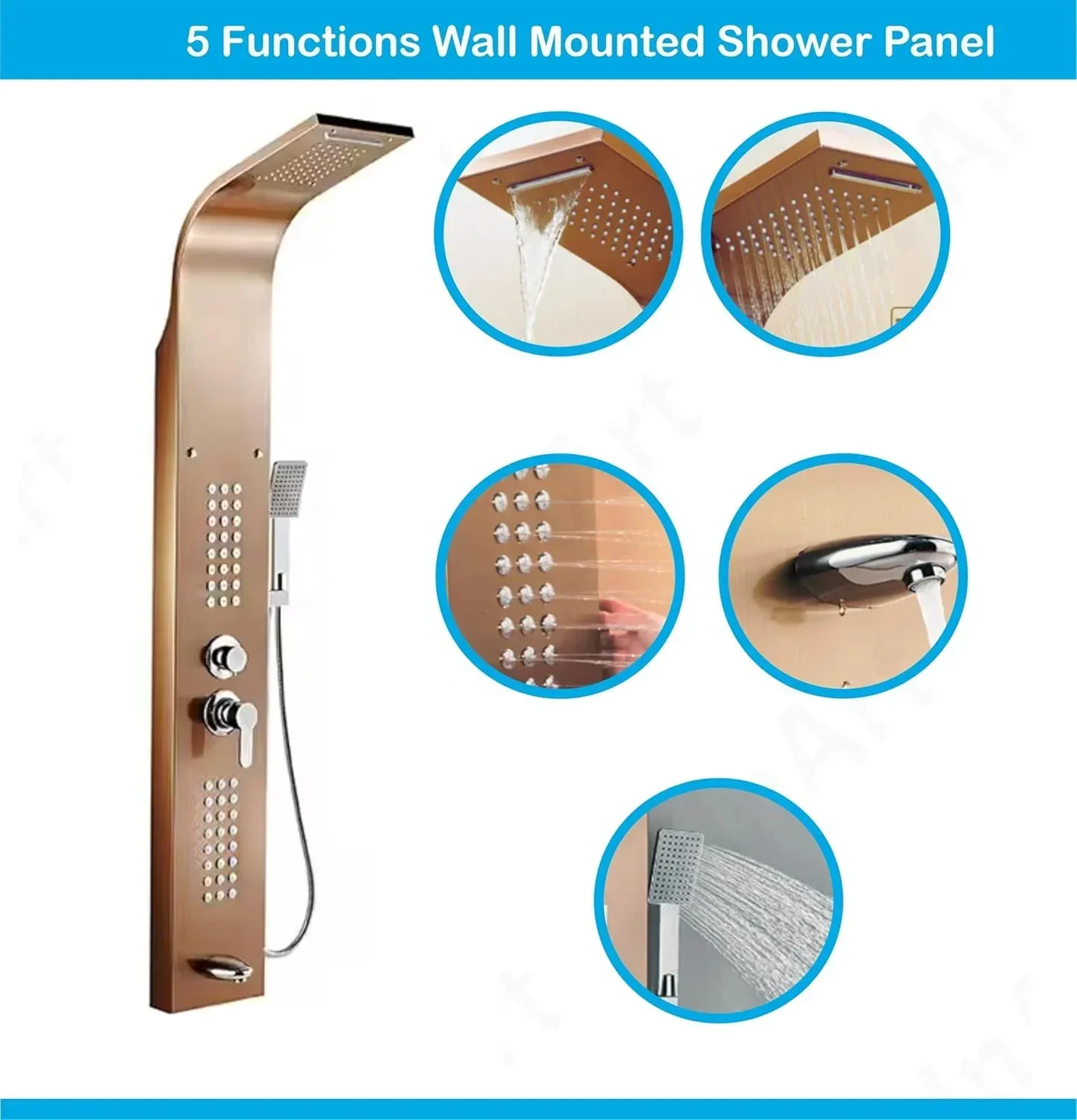 Smart Waterfall Shower Panel Set (Rose Gold) - Image 6