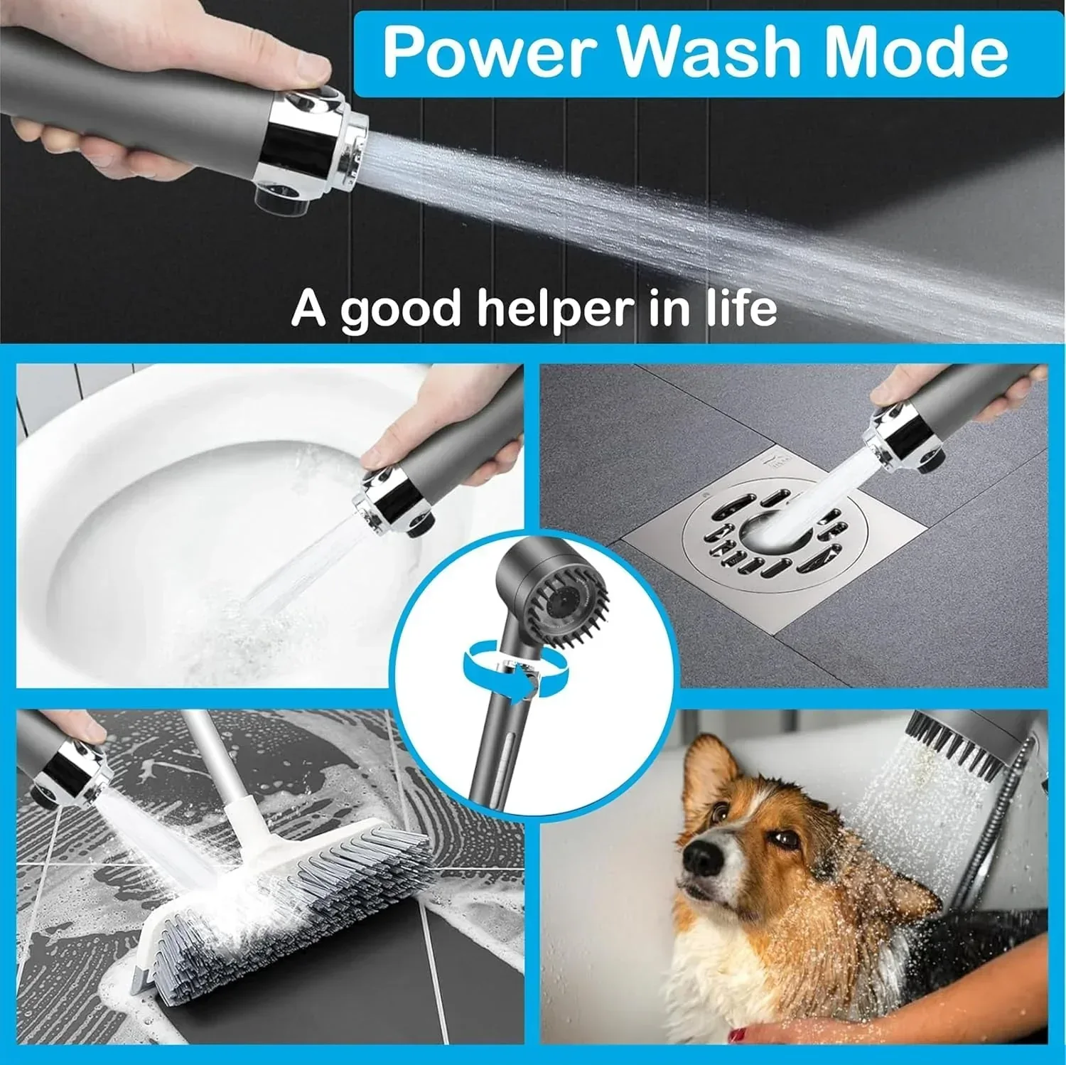 Snow 3 Modes ABS Black Finish Hand Shower With 1.5 Meter ABS Hose Pipe & Hook - Image 6