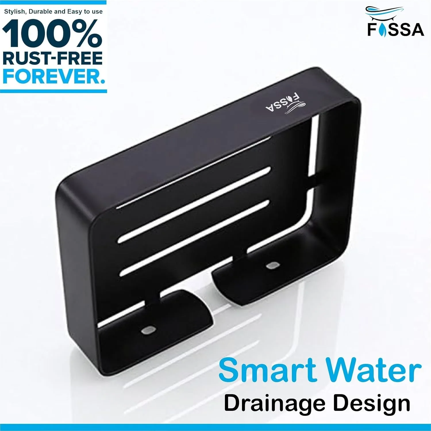 Square Stainless Steel Wall Mounted Soap Dish – Black - Image 2