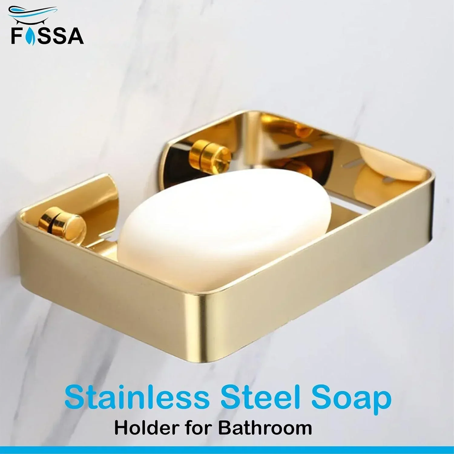 Square Stainless Steel Wall Mounted Soap Dish – Gold - Image 3