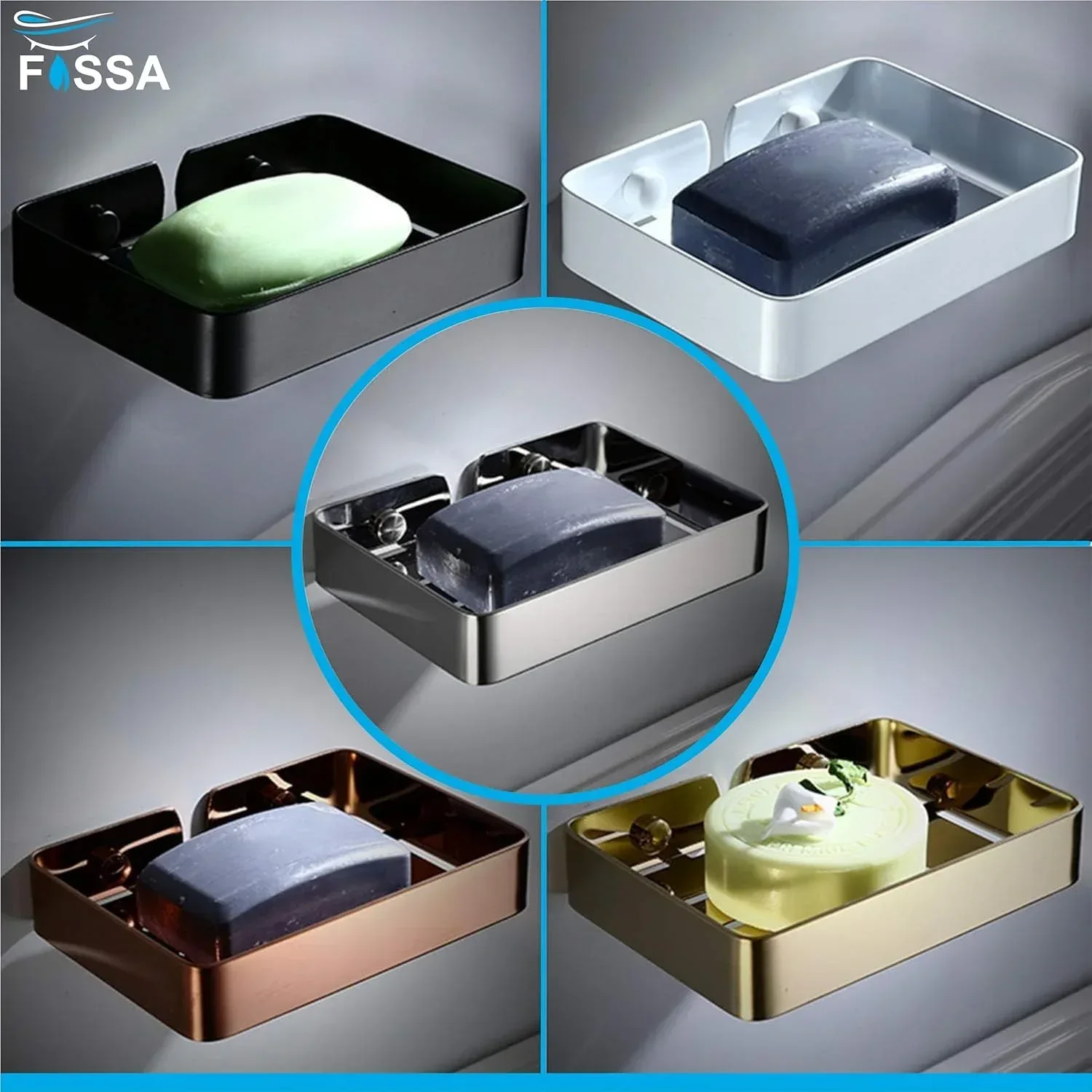 Square Stainless Steel Wall Mounted Soap Dish – Gold - Image 5
