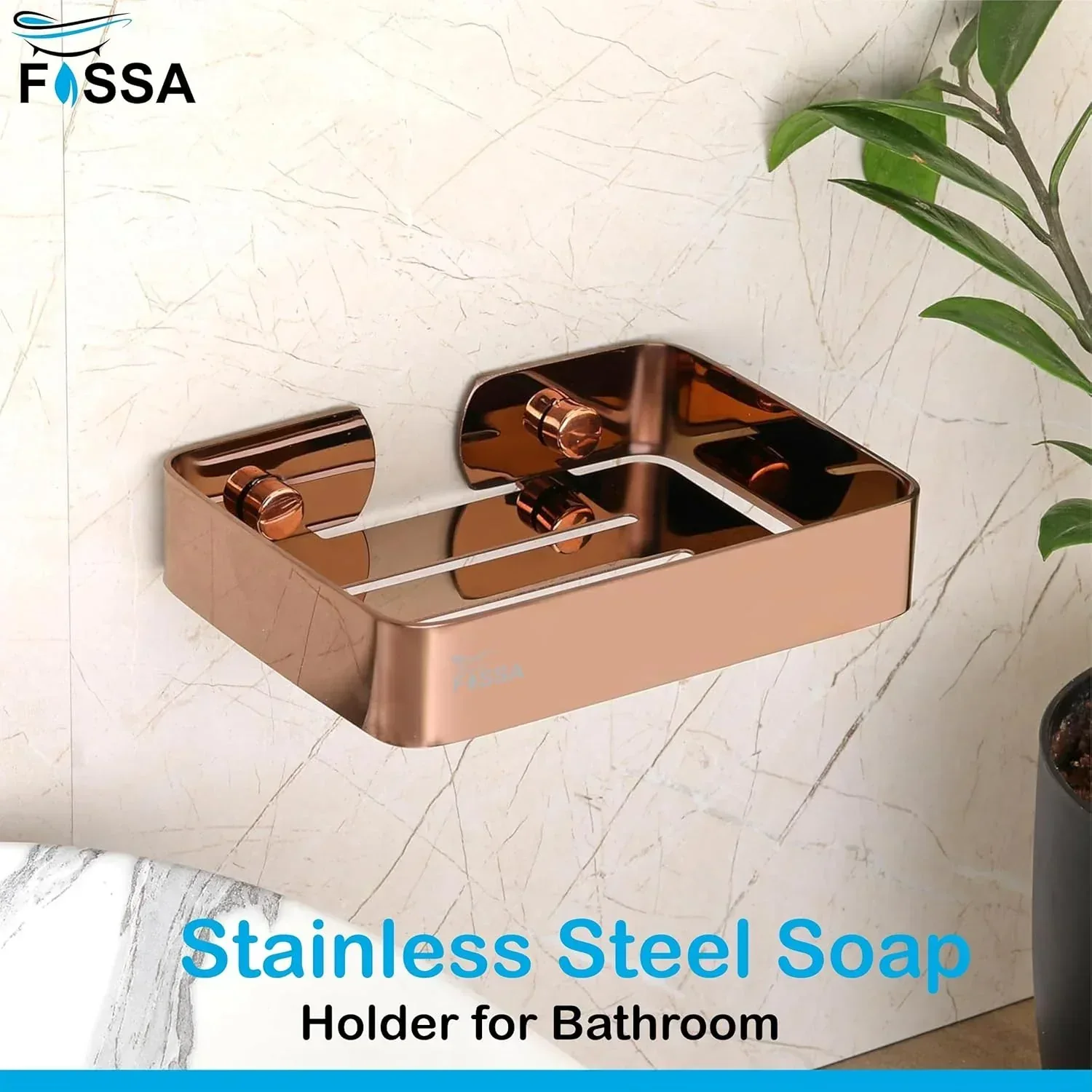 Square Stainless Steel Wall Mounted Soap Dish – Rose gold - Image 2