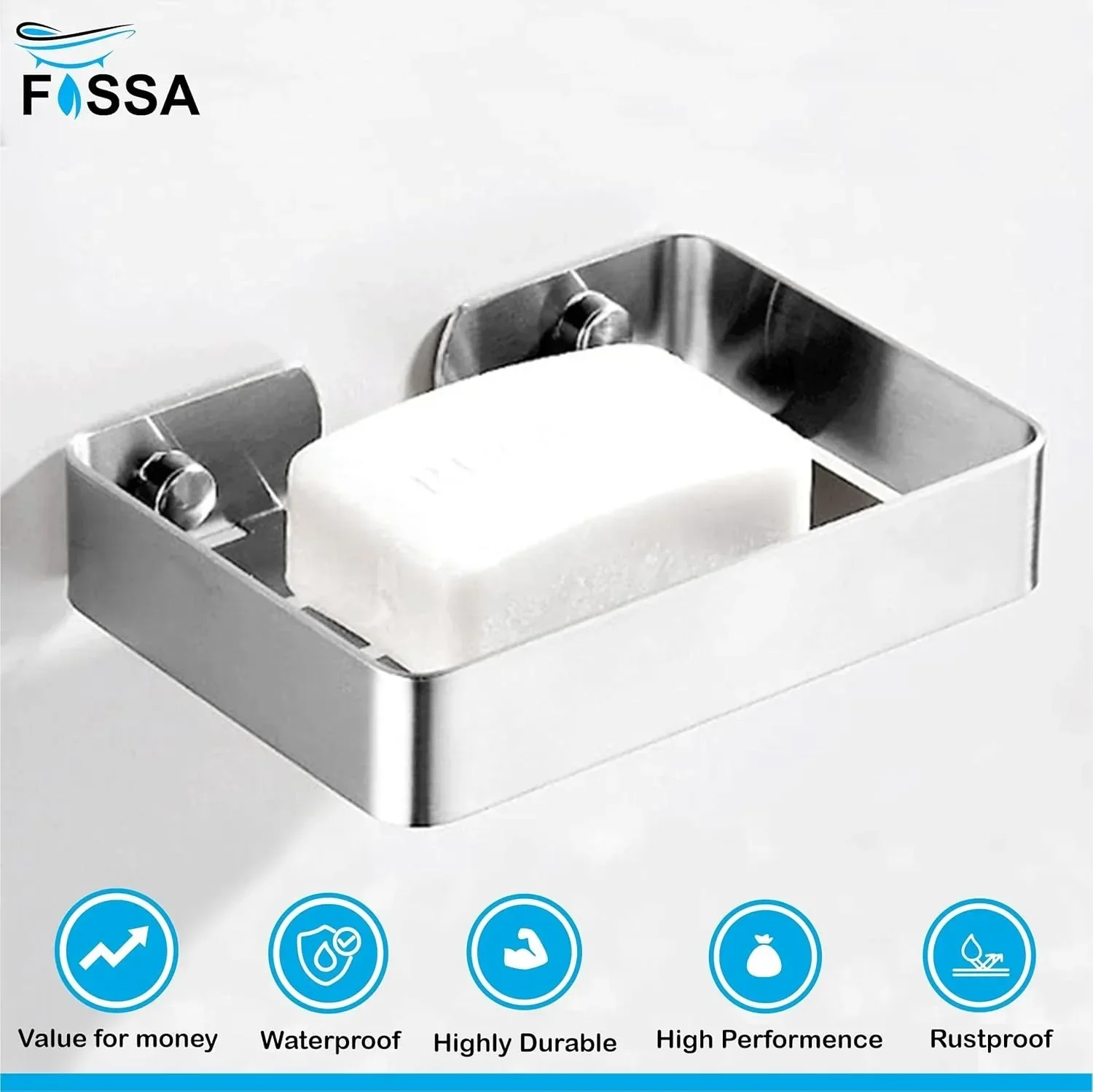 Square Stainless Steel Wall Mounted Soap Dish – Matte Silver - Image 6