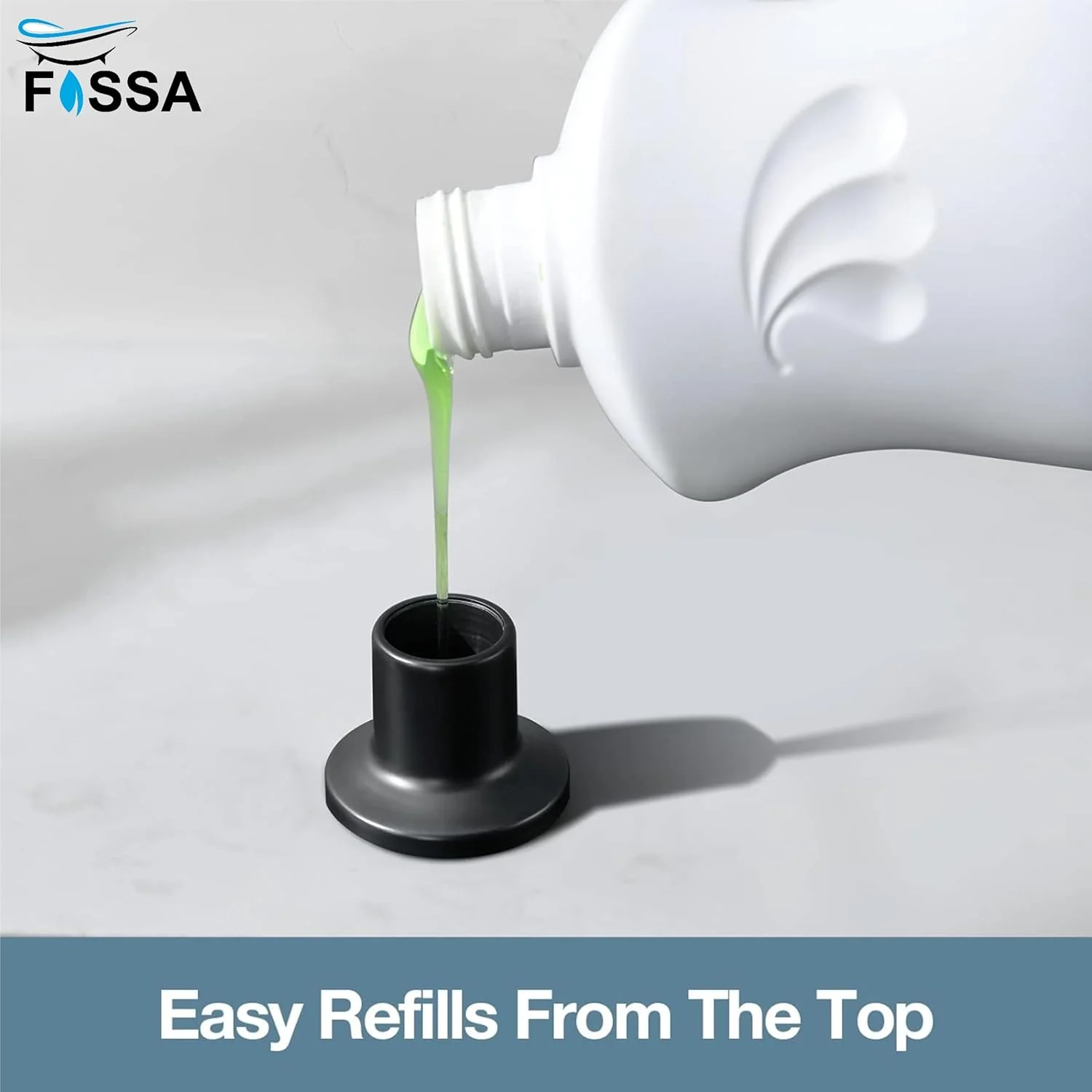 Soap Dispenser for Kitchen Sink ABS Plastic with Refillable Bottle 300ml Black - Image 6