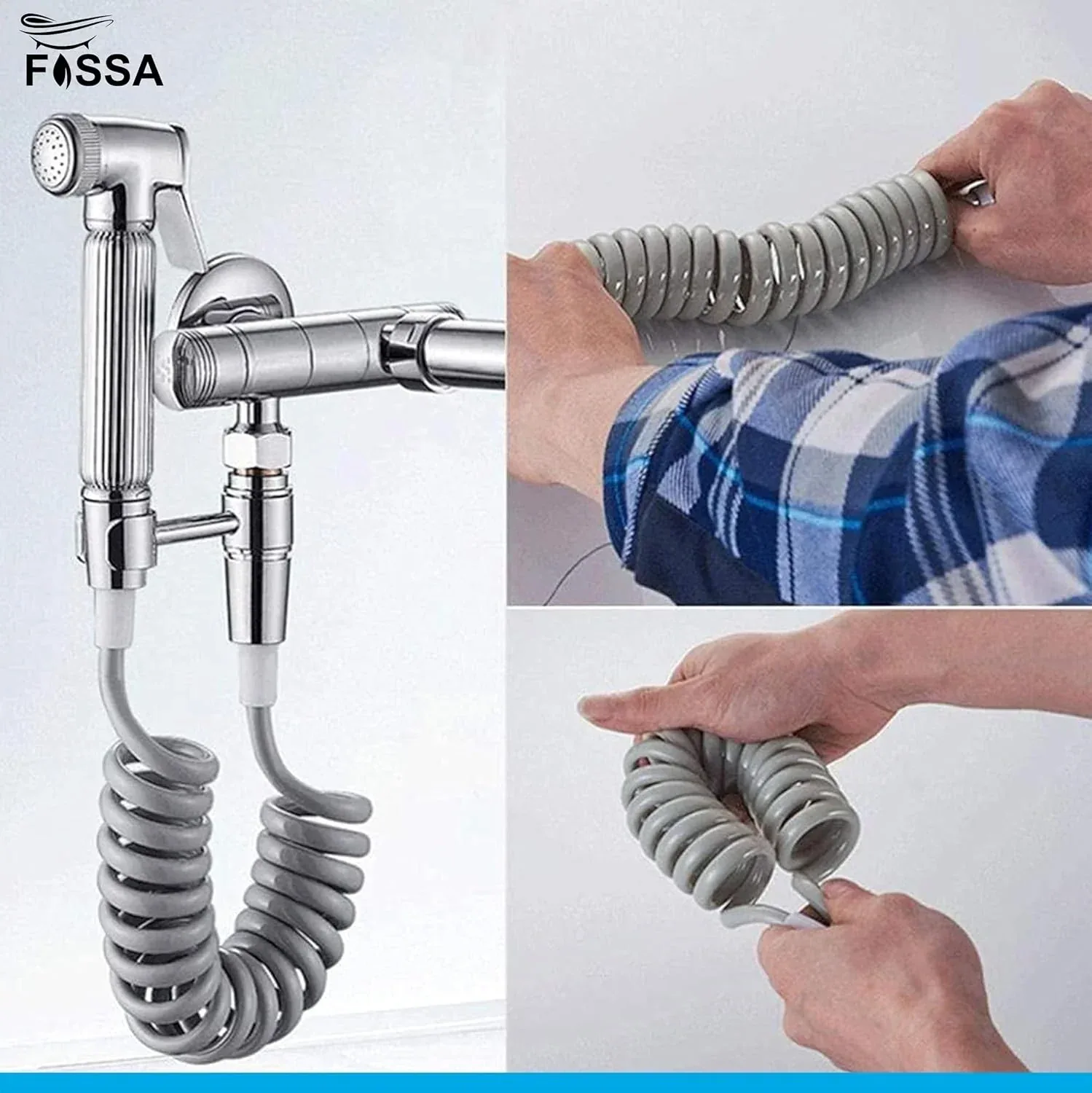 Flexible Spring Shower Hose Pipe - 1 Meter Grey - Image 2