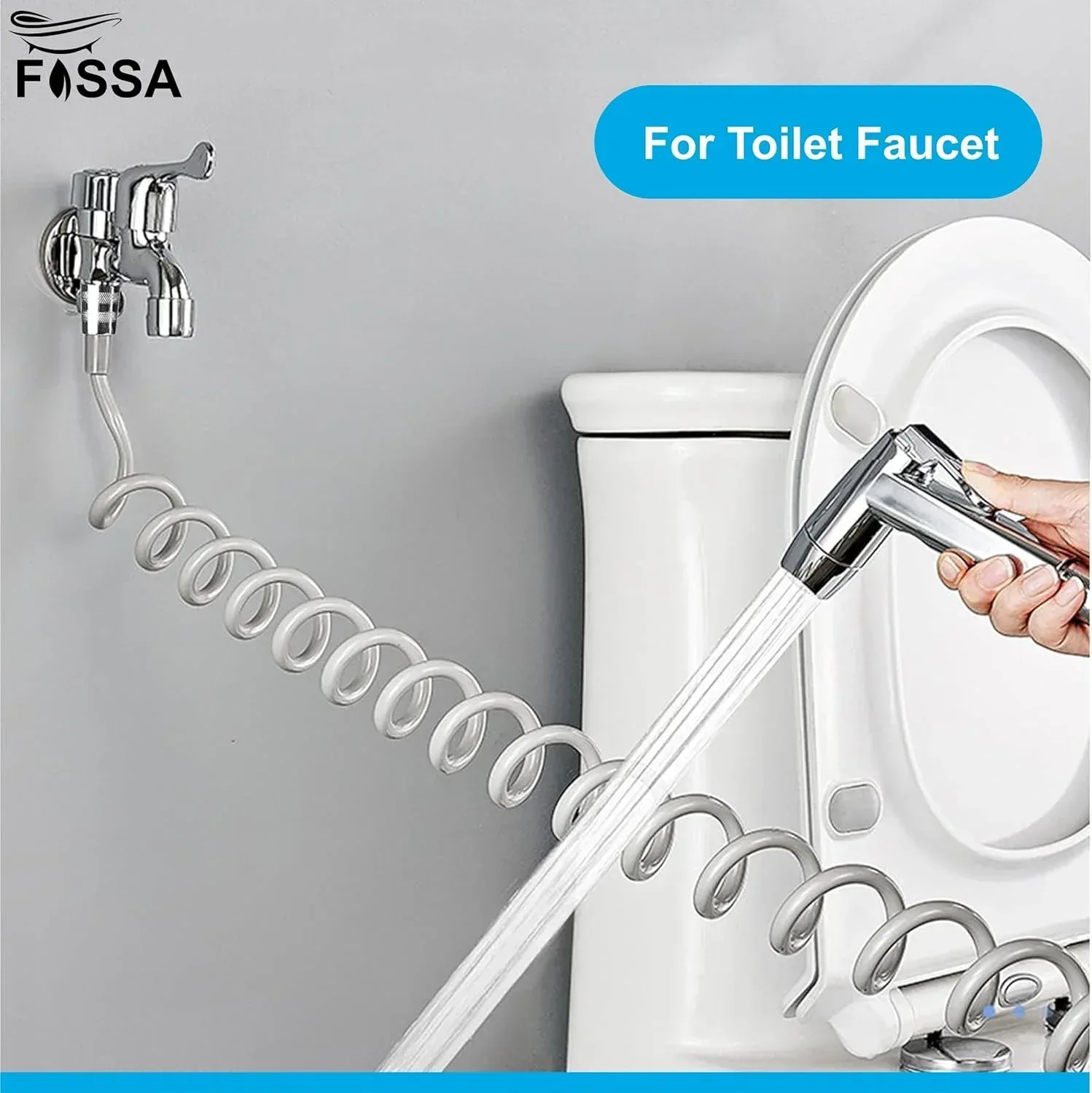 Flexible Spring Shower Hose Pipe - 1 Meter Grey - Image 3